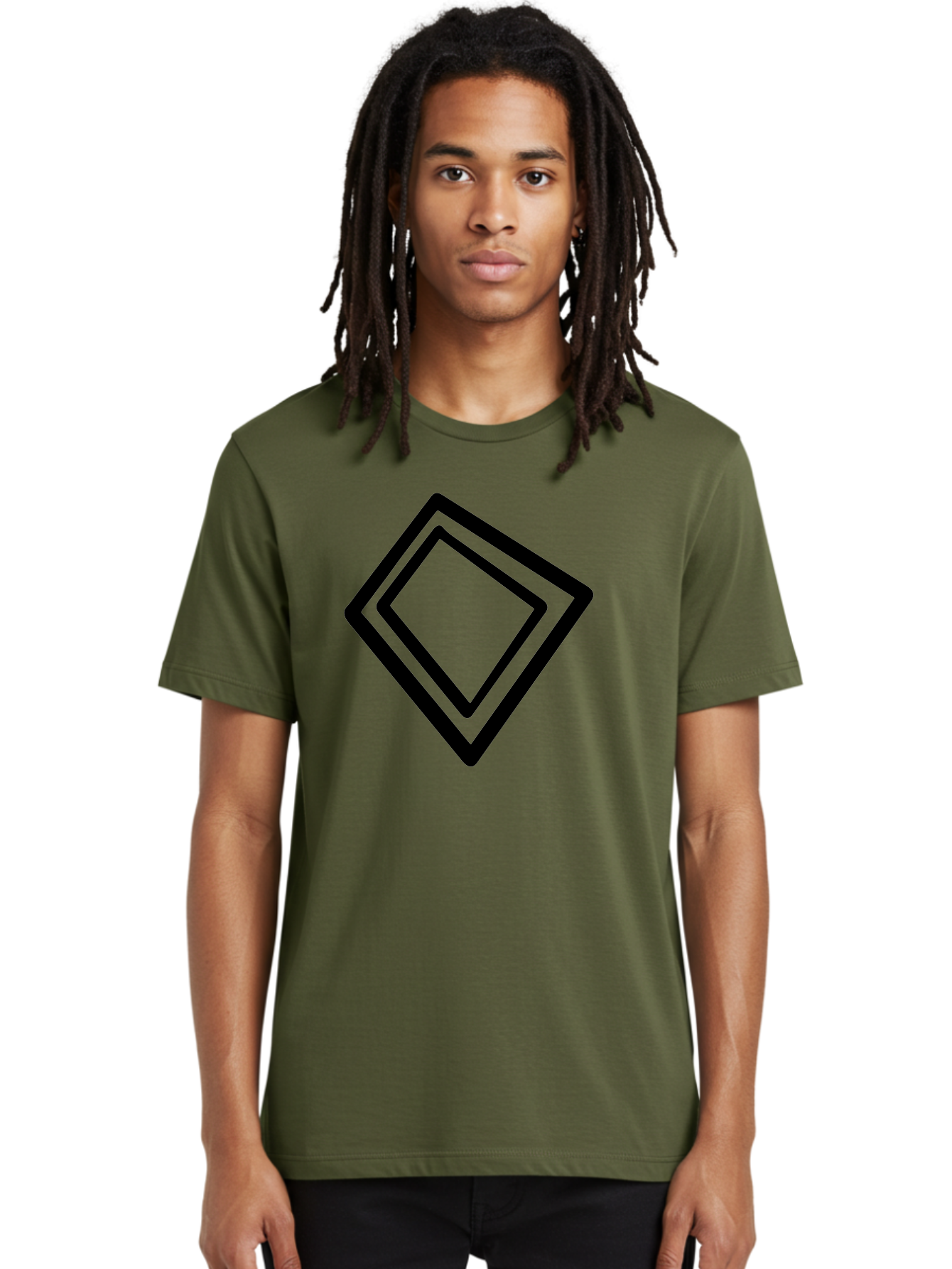 Diamond-Shape Men'S Graphic Tee, 100% Cotton, Comfortable Casual Summer Wear, Machine Washable, Black Diamonds, Nested Shapes, Geometric Pattern, Abstract Design, Modern Art, Minimalist Style -  Aaa422
