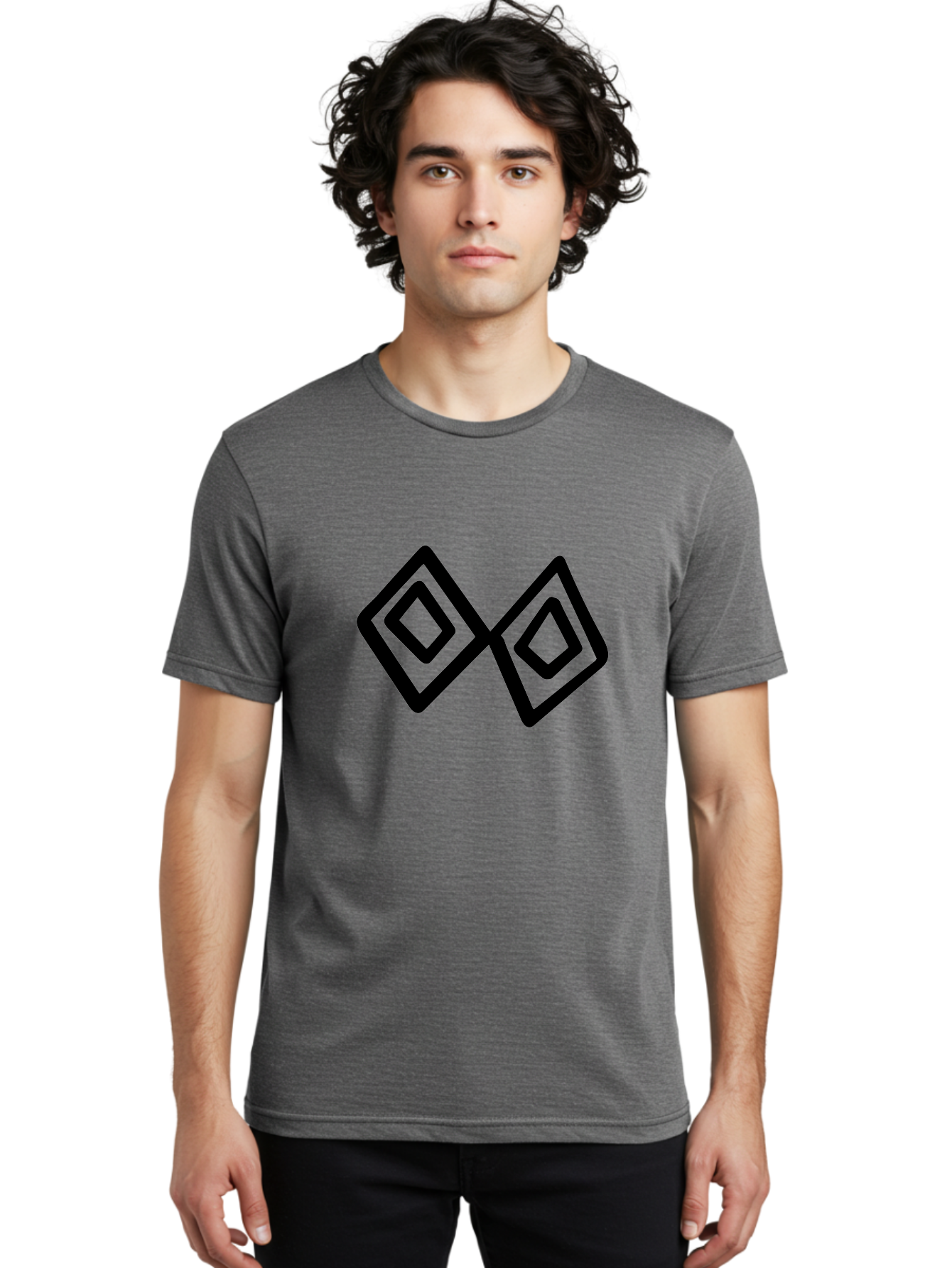 Diamond-Shapes Men'S Graphic Tee, 100% Cotton, Comfortable Casual Summer Wear, Machine Washable, Diamond Shapes, Geometric Design, Black And Green, Logo Design, Modern Graphics, Abstract Art, Symmetrical Shapes, Minimalist Logo -  Aaa423