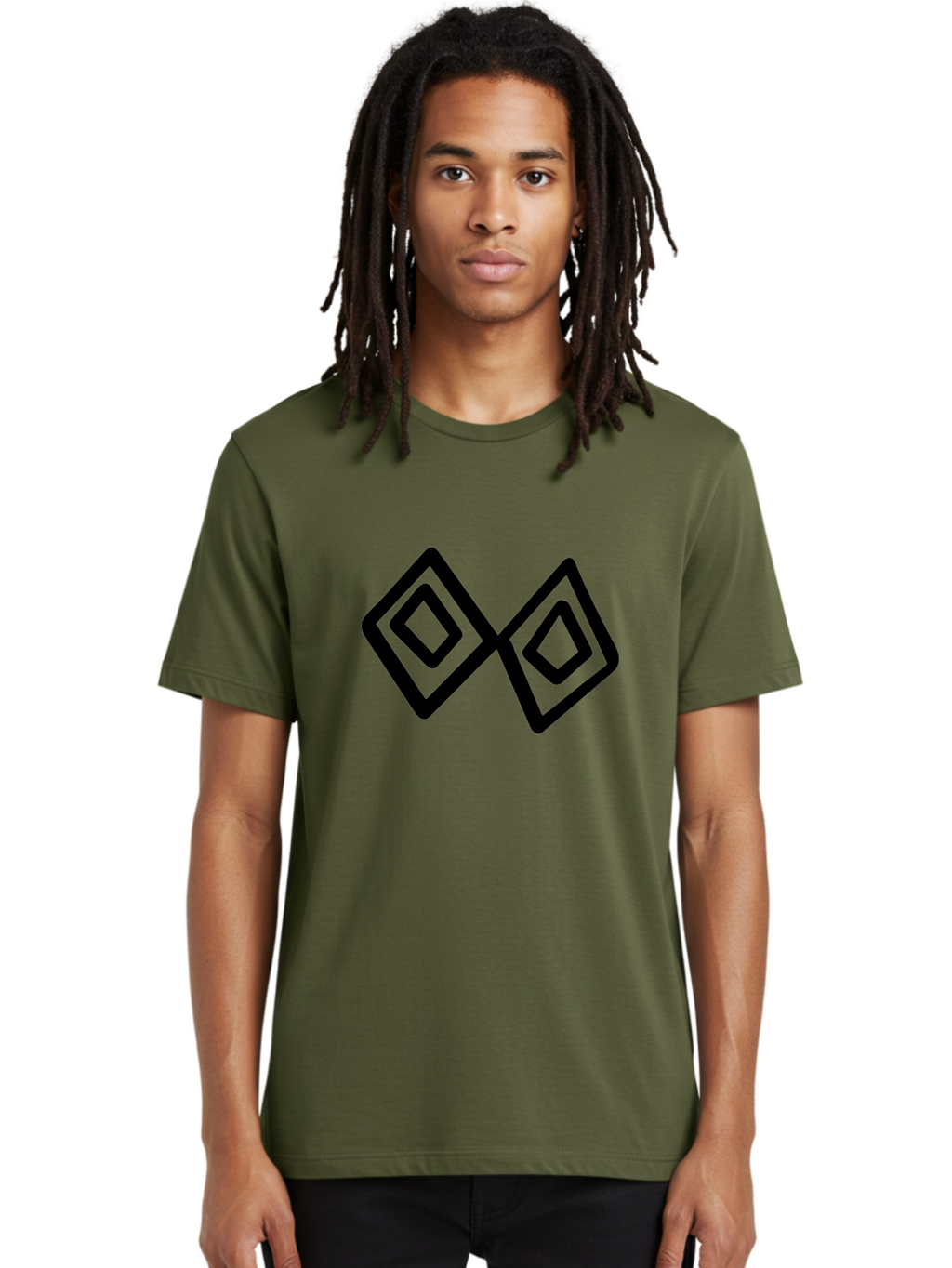 Diamond-Shapes Men'S Graphic Tee, 100% Cotton, Comfortable Casual Summer Wear, Machine Washable, Diamond Shapes, Geometric Design, Black And Green, Logo Design, Modern Graphics, Abstract Art, Symmetrical Shapes, Minimalist Logo -  Aaa423