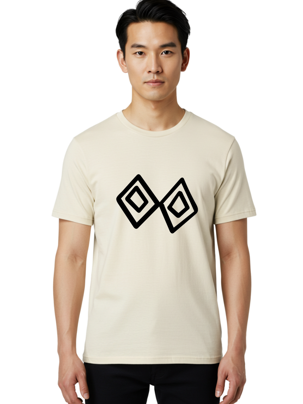 Diamond-Shapes Men'S Graphic Tee, 100% Cotton, Comfortable Casual Summer Wear, Machine Washable, Diamond Shapes, Geometric Design, Black And Green, Logo Design, Modern Graphics, Abstract Art, Symmetrical Shapes, Minimalist Logo -  Aaa423