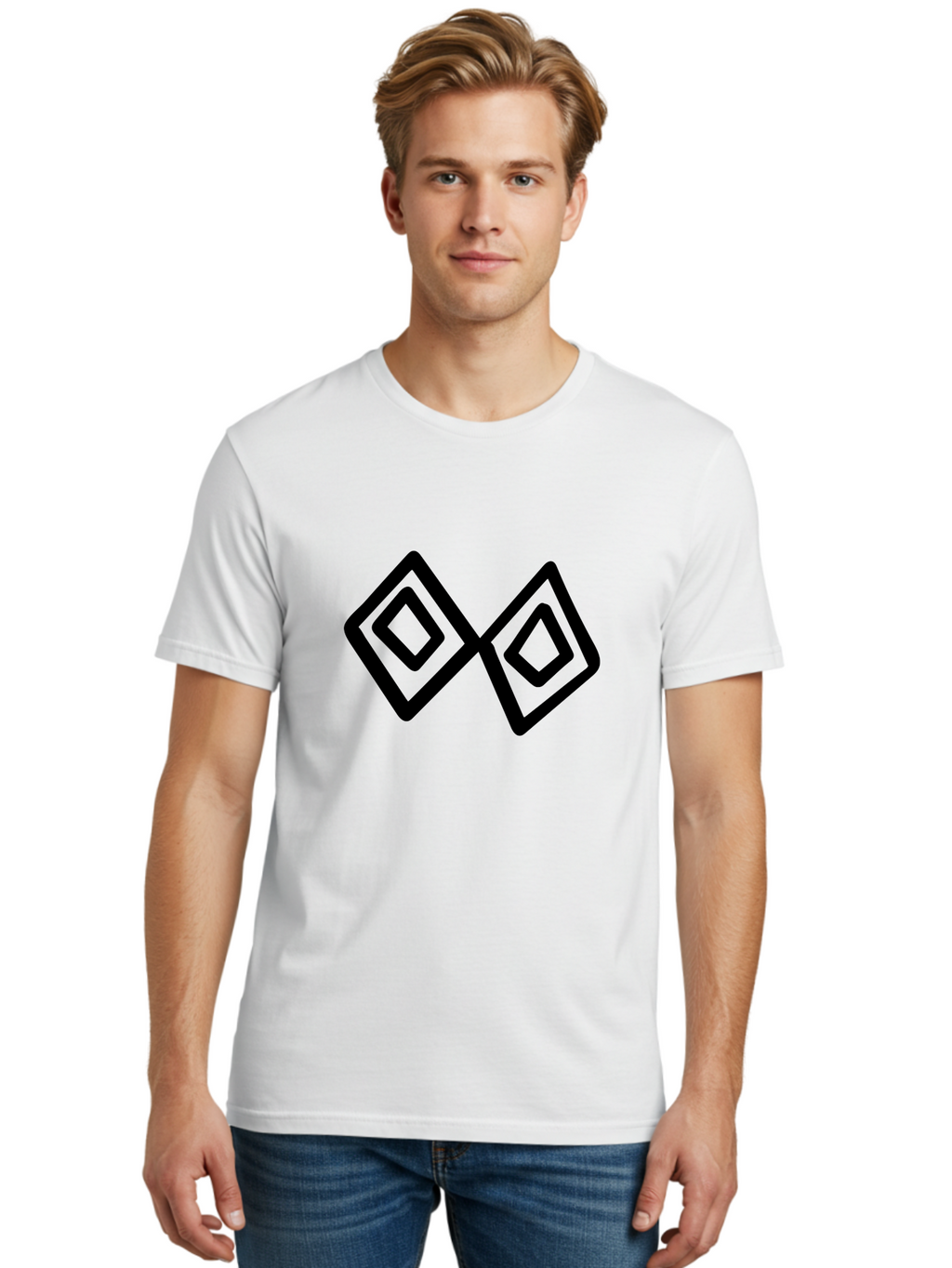 Diamond-Shapes Men'S Graphic Tee, 100% Cotton, Comfortable Casual Summer Wear, Machine Washable, Diamond Shapes, Geometric Design, Black And Green, Logo Design, Modern Graphics, Abstract Art, Symmetrical Shapes, Minimalist Logo -  Aaa423