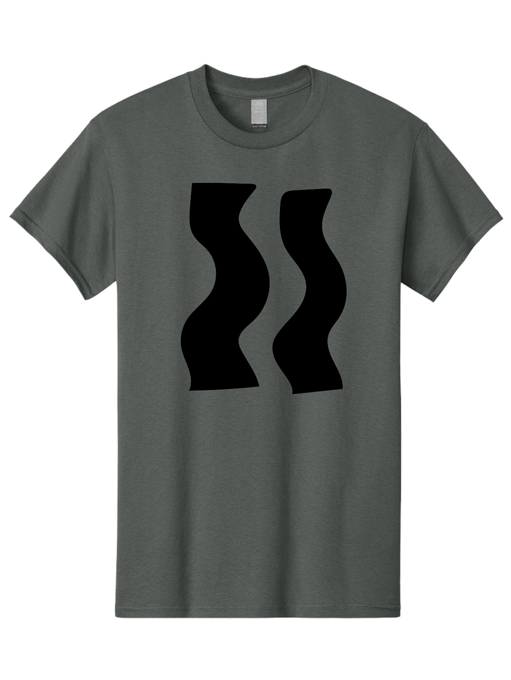 Double-S Men'S Graphic Tee, 100% Cotton, Comfortable Casual Summer Wear, Machine Washable, Wavy Silhouettes, Black Shapes, Abstract Design, Modern Art, Sleek Pattern, Contemporary Style, Graphic Illustration -  Aaa424