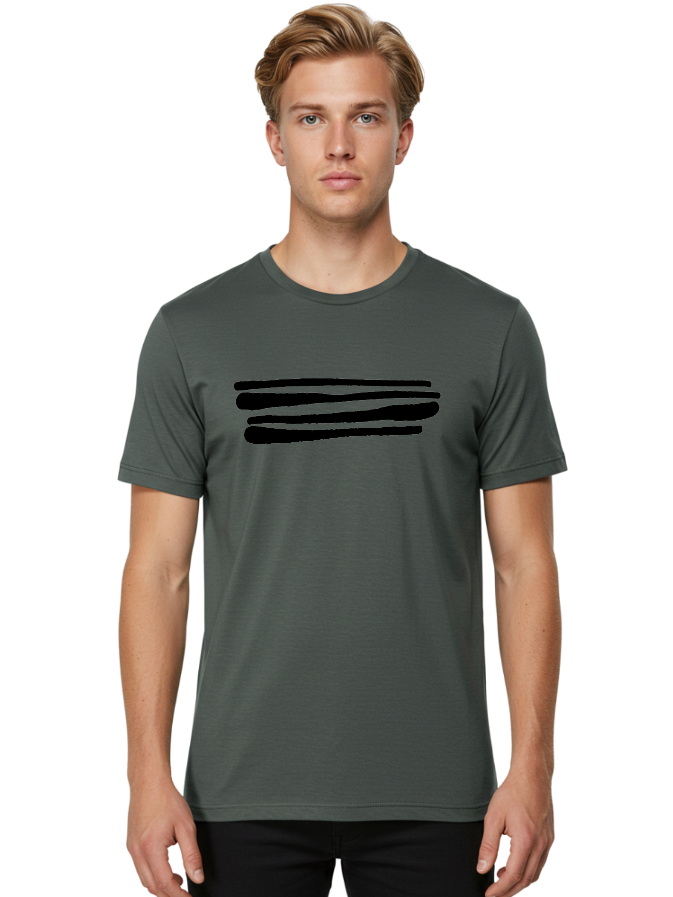 Equal-Sign Men'S Graphic Tee, 100% Cotton, Comfortable Casual Summer Wear, Machine Washable, Equals Sign, Mathematical Symbol, Black Lines, Simple Design, Bold Graphics, Modern Aesthetic, Abstract Art -  Aaa427