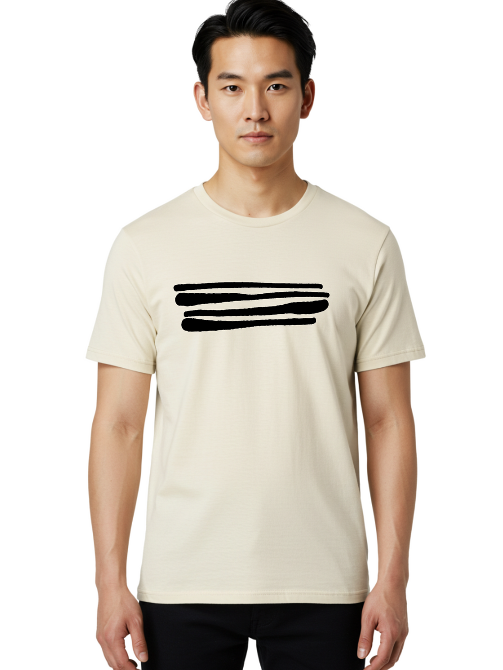 Equal-Sign Men'S Graphic Tee, 100% Cotton, Comfortable Casual Summer Wear, Machine Washable, Equals Sign, Mathematical Symbol, Black Lines, Simple Design, Bold Graphics, Modern Aesthetic, Abstract Art -  Aaa427