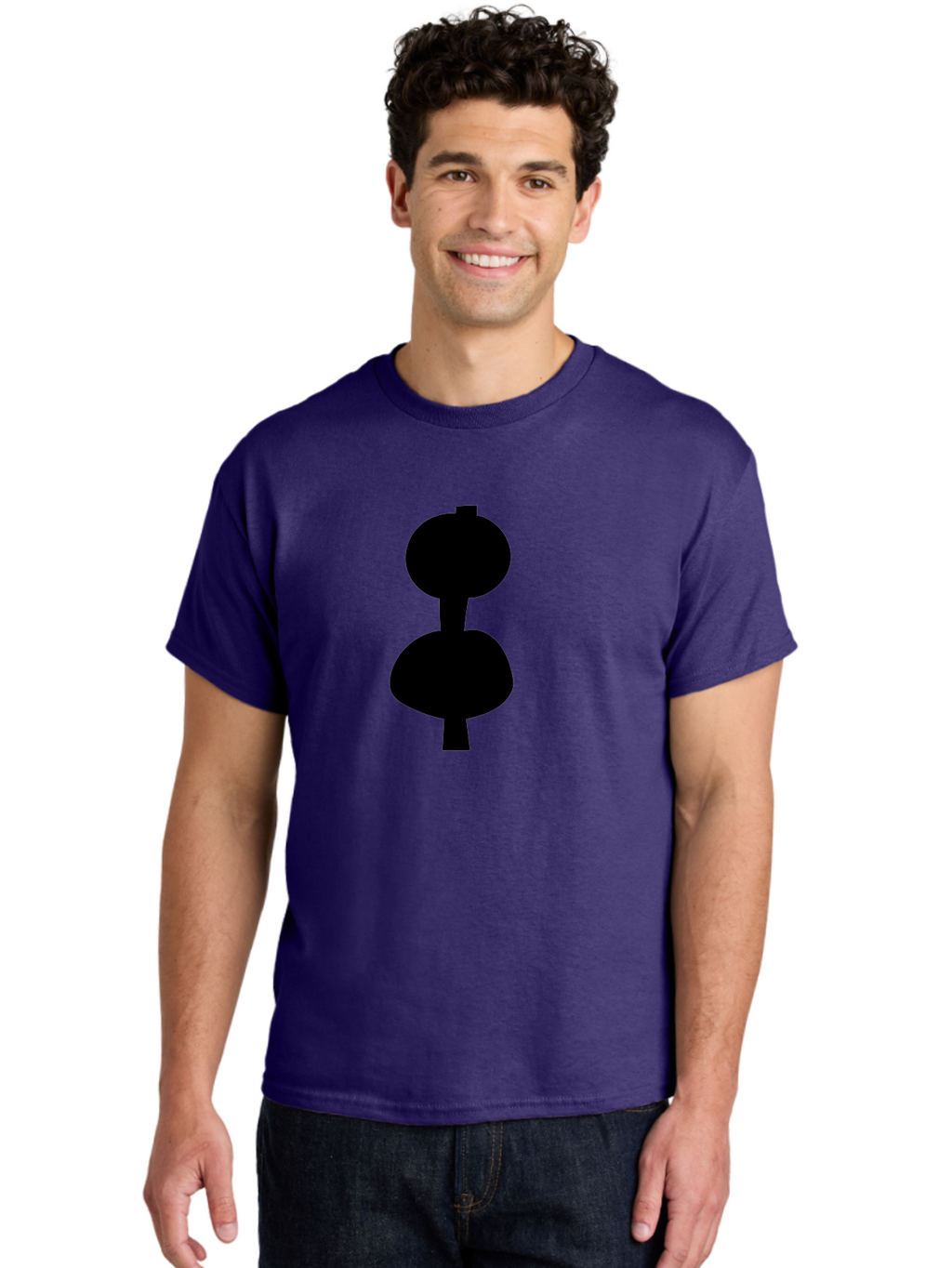 Hourglass Men'S Graphic Tee, 100% Cotton, Comfortable Casual Summer Wear, Machine Washable, Dumbbell Icon, Fitness Symbol, Gym Equipment, Workout Tool, Exercise Accessory, Physical Fitness, Bodybuilding -  Aaa437