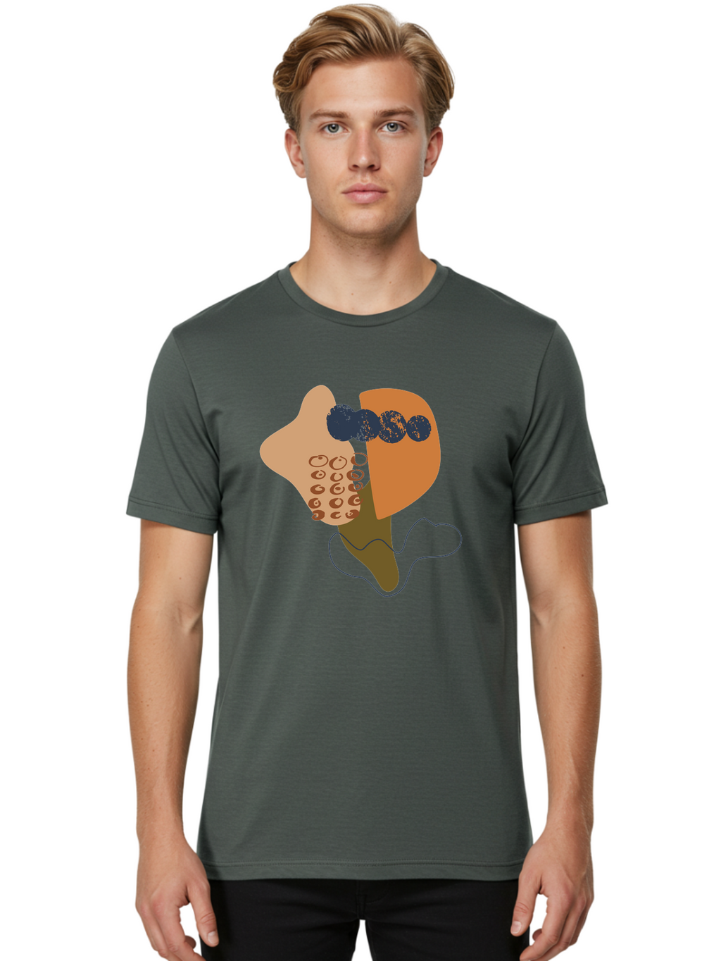 Ice-Cream-Cone Men'S Graphic Tee, 100% Cotton, Comfortable Casual Summer Wear, Machine Washable, Ice Cream Cone, Abstract Design, Modern Art, Colorful Treat, Creative Expression, Unique Illustration, Sweet Delight, Artistic Creativity -  Aaa438
