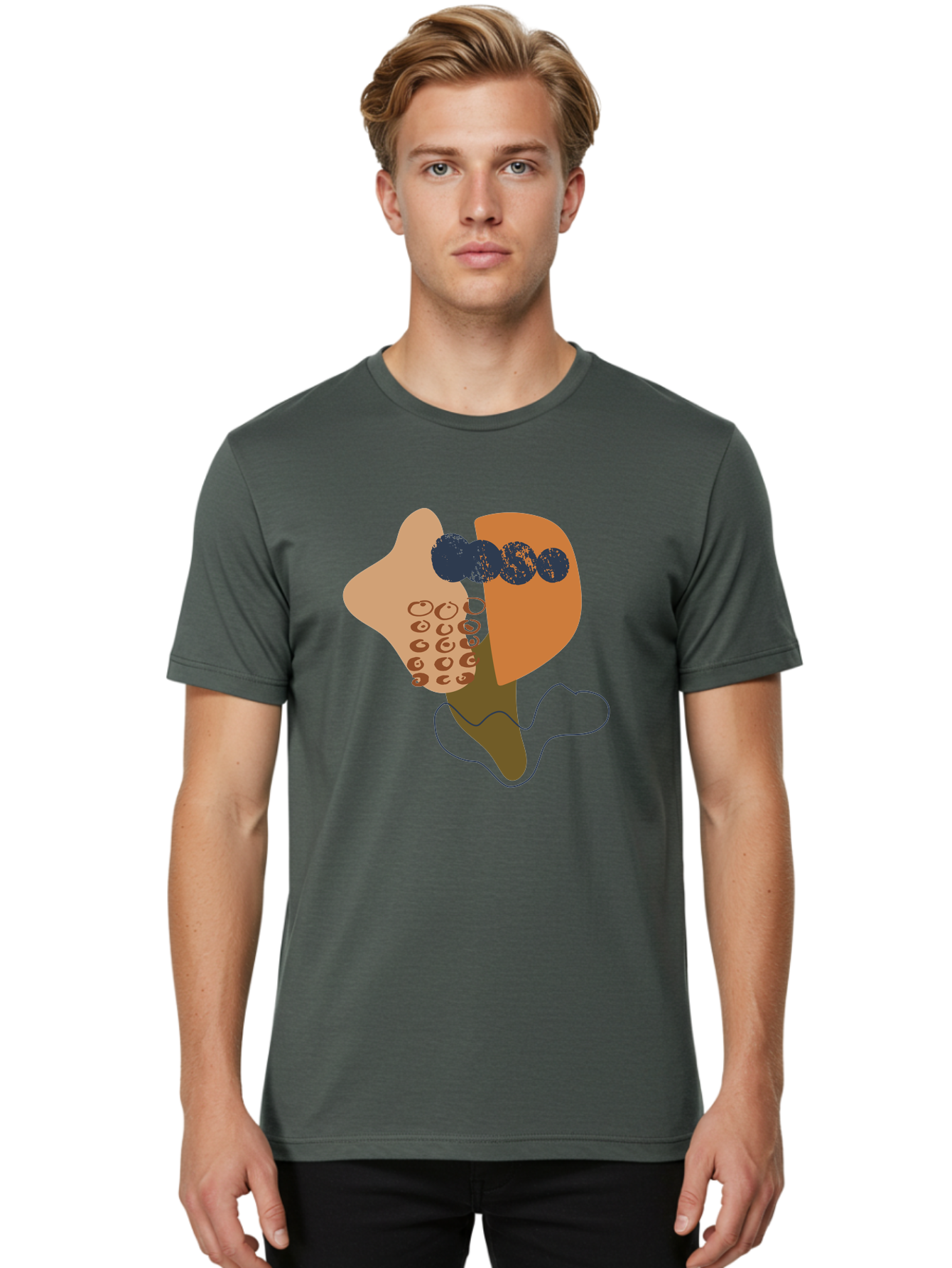 Ice-Cream-Cone Men'S Graphic Tee, 100% Cotton, Comfortable Casual Summer Wear, Machine Washable, Ice Cream Cone, Abstract Design, Modern Art, Colorful Treat, Creative Expression, Unique Illustration, Sweet Delight, Artistic Creativity -  Aaa438