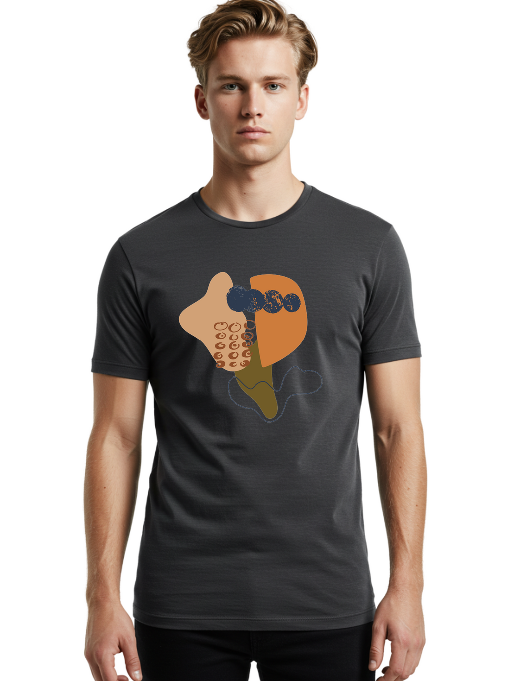 Ice-Cream-Cone Men'S Graphic Tee, 100% Cotton, Comfortable Casual Summer Wear, Machine Washable, Ice Cream Cone, Abstract Design, Modern Art, Colorful Treat, Creative Expression, Unique Illustration, Sweet Delight, Artistic Creativity -  Aaa438