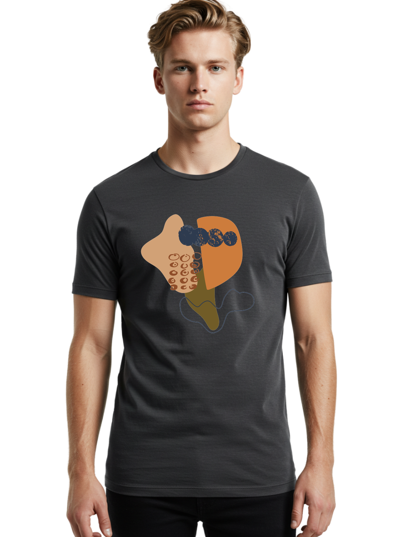 Ice-Cream-Cone Men'S Graphic Tee, 100% Cotton, Comfortable Casual Summer Wear, Machine Washable, Ice Cream Cone, Abstract Design, Modern Art, Colorful Treat, Creative Expression, Unique Illustration, Sweet Delight, Artistic Creativity -  Aaa438