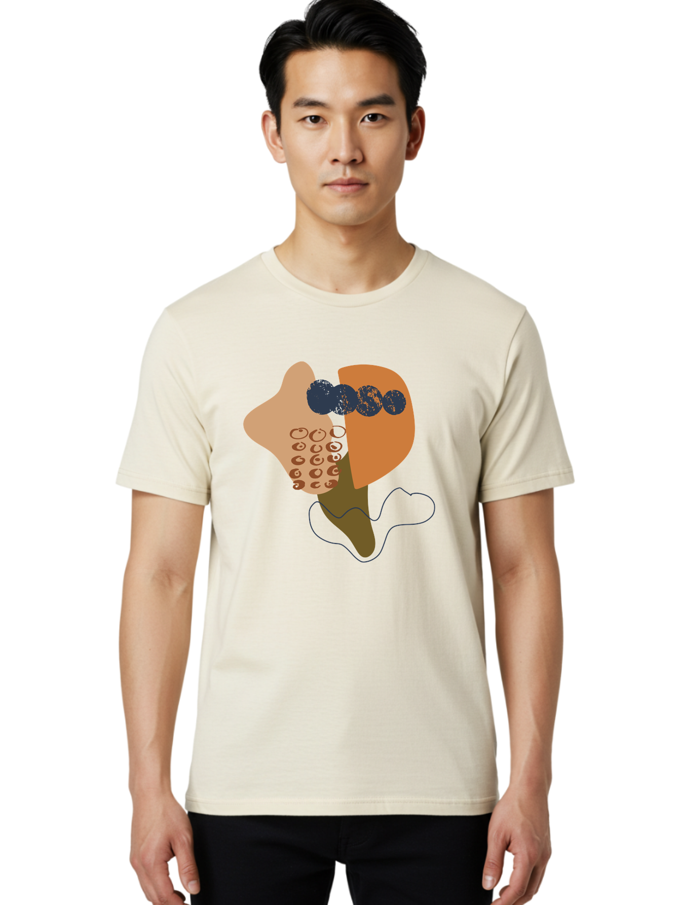 Ice-Cream-Cone Men'S Graphic Tee, 100% Cotton, Comfortable Casual Summer Wear, Machine Washable, Ice Cream Cone, Abstract Design, Modern Art, Colorful Treat, Creative Expression, Unique Illustration, Sweet Delight, Artistic Creativity -  Aaa438