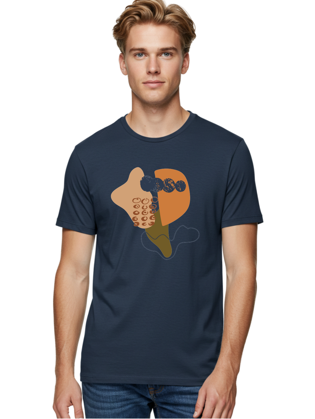 Ice-Cream-Cone Men'S Graphic Tee, 100% Cotton, Comfortable Casual Summer Wear, Machine Washable, Ice Cream Cone, Abstract Design, Modern Art, Colorful Treat, Creative Expression, Unique Illustration, Sweet Delight, Artistic Creativity -  Aaa438