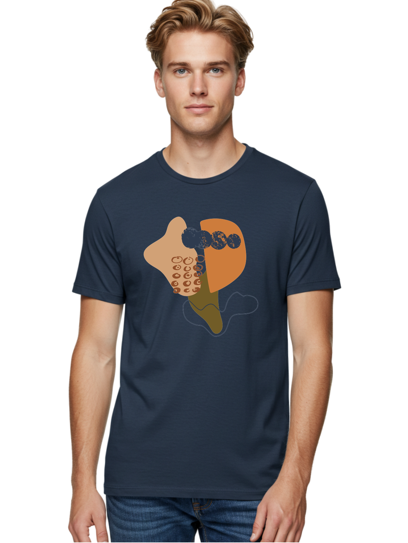 Ice-Cream-Cone Men'S Graphic Tee, 100% Cotton, Comfortable Casual Summer Wear, Machine Washable, Ice Cream Cone, Abstract Design, Modern Art, Colorful Treat, Creative Expression, Unique Illustration, Sweet Delight, Artistic Creativity -  Aaa438