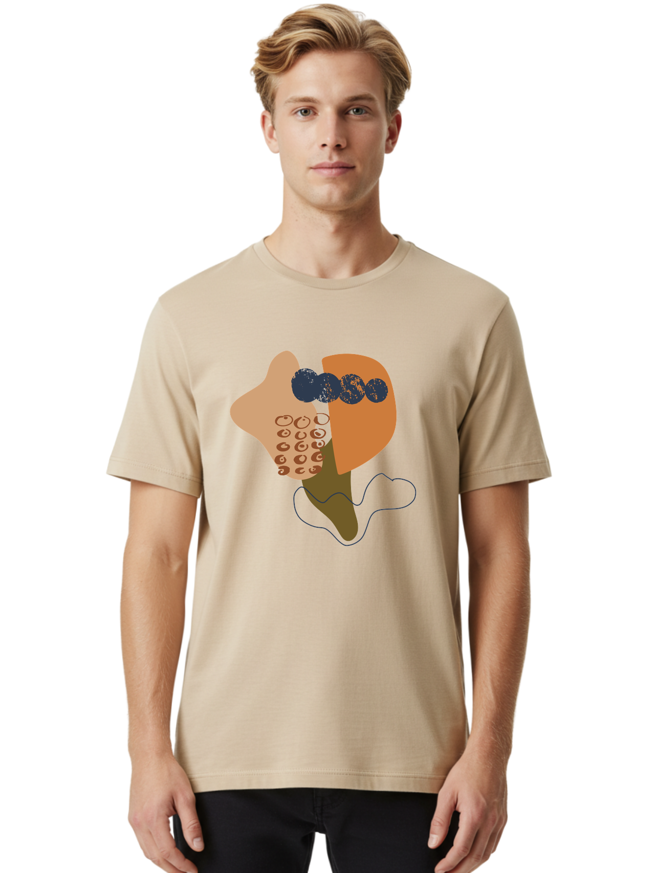 Ice-Cream-Cone Men'S Graphic Tee, 100% Cotton, Comfortable Casual Summer Wear, Machine Washable, Ice Cream Cone, Abstract Design, Modern Art, Colorful Treat, Creative Expression, Unique Illustration, Sweet Delight, Artistic Creativity -  Aaa438