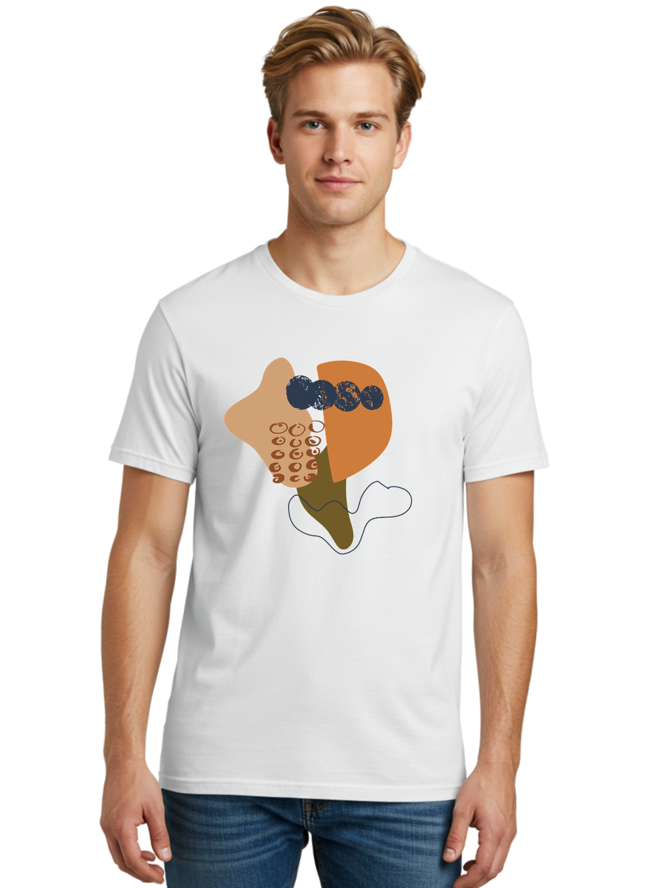 Ice-Cream-Cone Men'S Graphic Tee, 100% Cotton, Comfortable Casual Summer Wear, Machine Washable, Ice Cream Cone, Abstract Design, Modern Art, Colorful Treat, Creative Expression, Unique Illustration, Sweet Delight, Artistic Creativity -  Aaa438