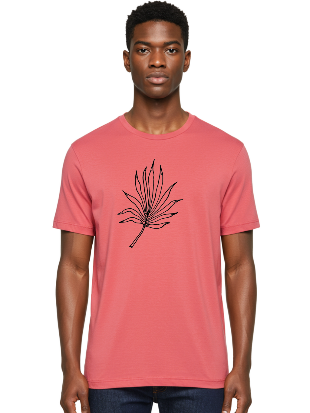 Leaf-1 Men'S Graphic Tee, 100% Cotton, Comfortable Casual Summer Wear, Machine Washable, Marijuana Leaf, Cannabis Symbol, Black Outline, Simple Design, Minimalist Art, Leaf Illustration, Pot Leaf, Cannabis Leaf Art, Weed Symbol, -  Aaa442