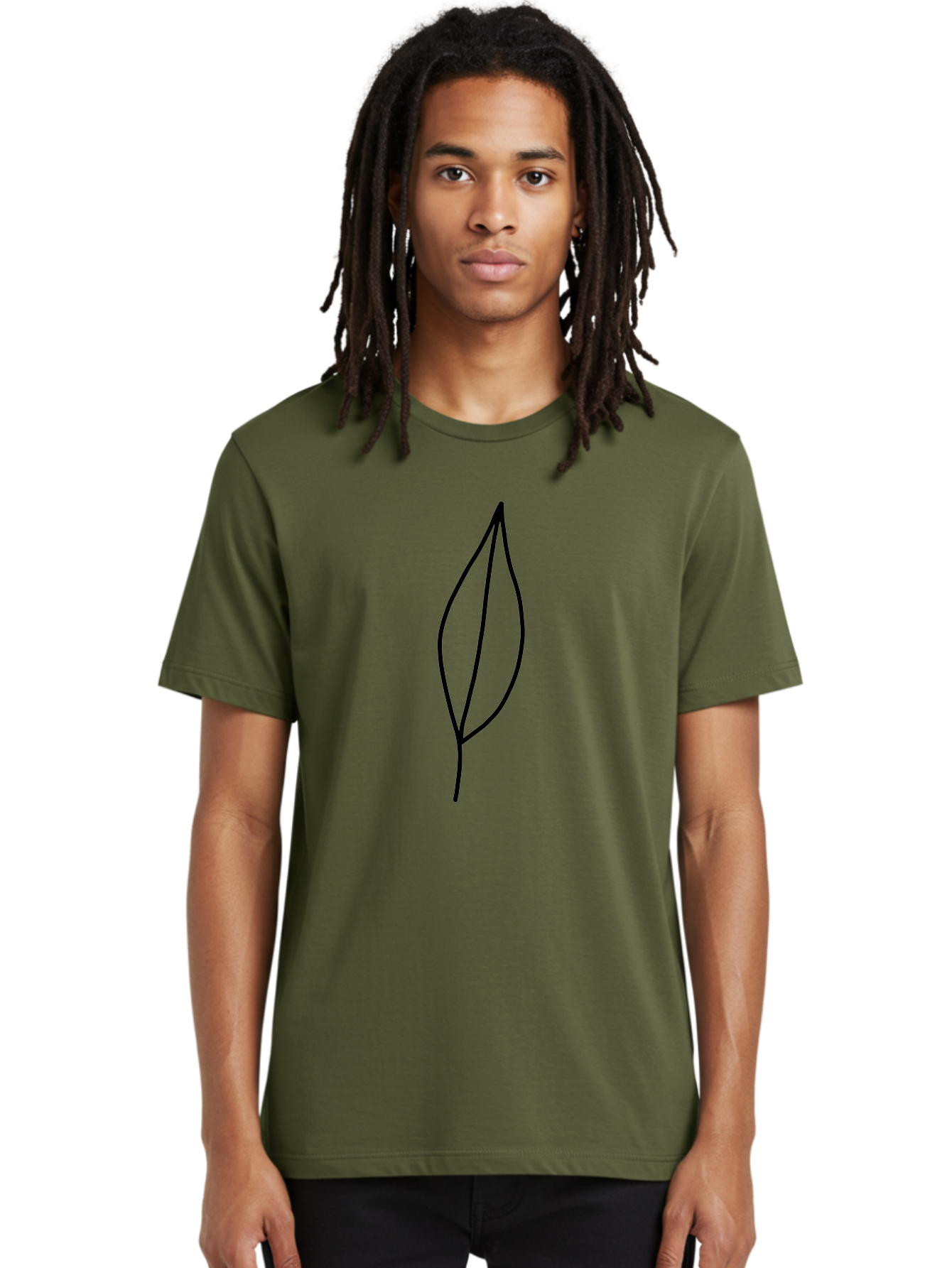 Leaf-2 Men'S Graphic Tee, 100% Cotton, Comfortable Casual Summer Wear, Machine Washable, Simple Leaf Outline, Minimalist Design, Black Line Art, Eco-Friendly Symbol, Nature-Inspired Graphics, Single Leaf Icon, Botanical Illustration, -  Aaa443
