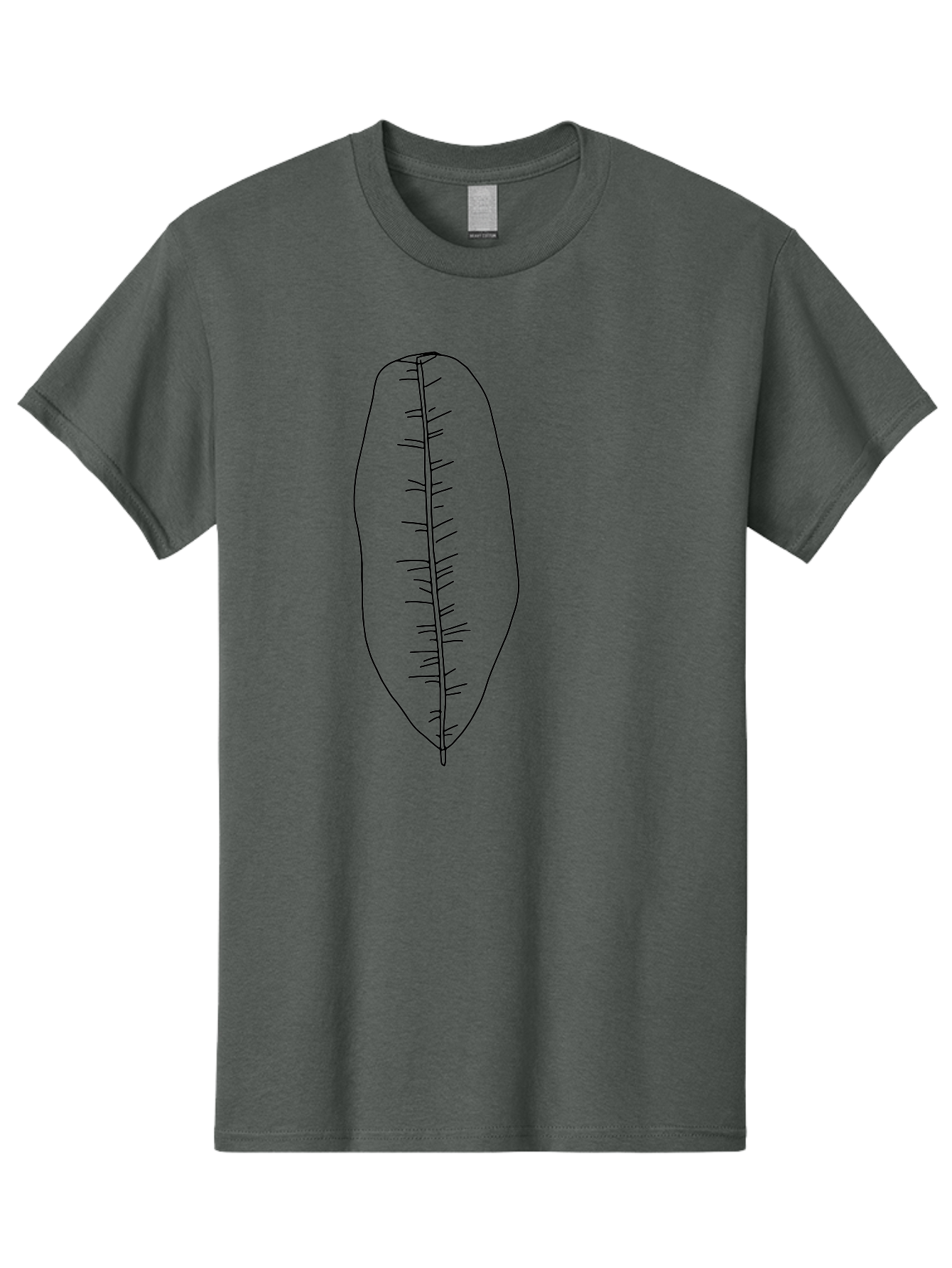 Leaf-Illustration-1 Men'S Graphic Tee, 100% Cotton, Comfortable Casual Summer Wear, Machine Washable, Simple Leaf, Leaf Outline, Minimalist Art, Black Lines, Leaf Veins, Botanical Illustration, Simple Design, Leaf Shape -  Aaa445
