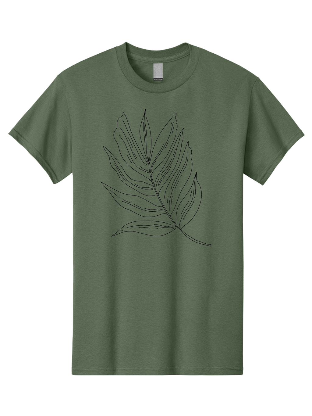 Leaf-Illustration Men'S Graphic Tee, 100% Cotton, Comfortable Casual Summer Wear, Machine Washable, Simple Leaf Illustration, Black Outline, Minimalist Design, Botanical Art, Hand-Drawn Leaf, Natural Elements, Foliage Graphic, -  Aaa446
