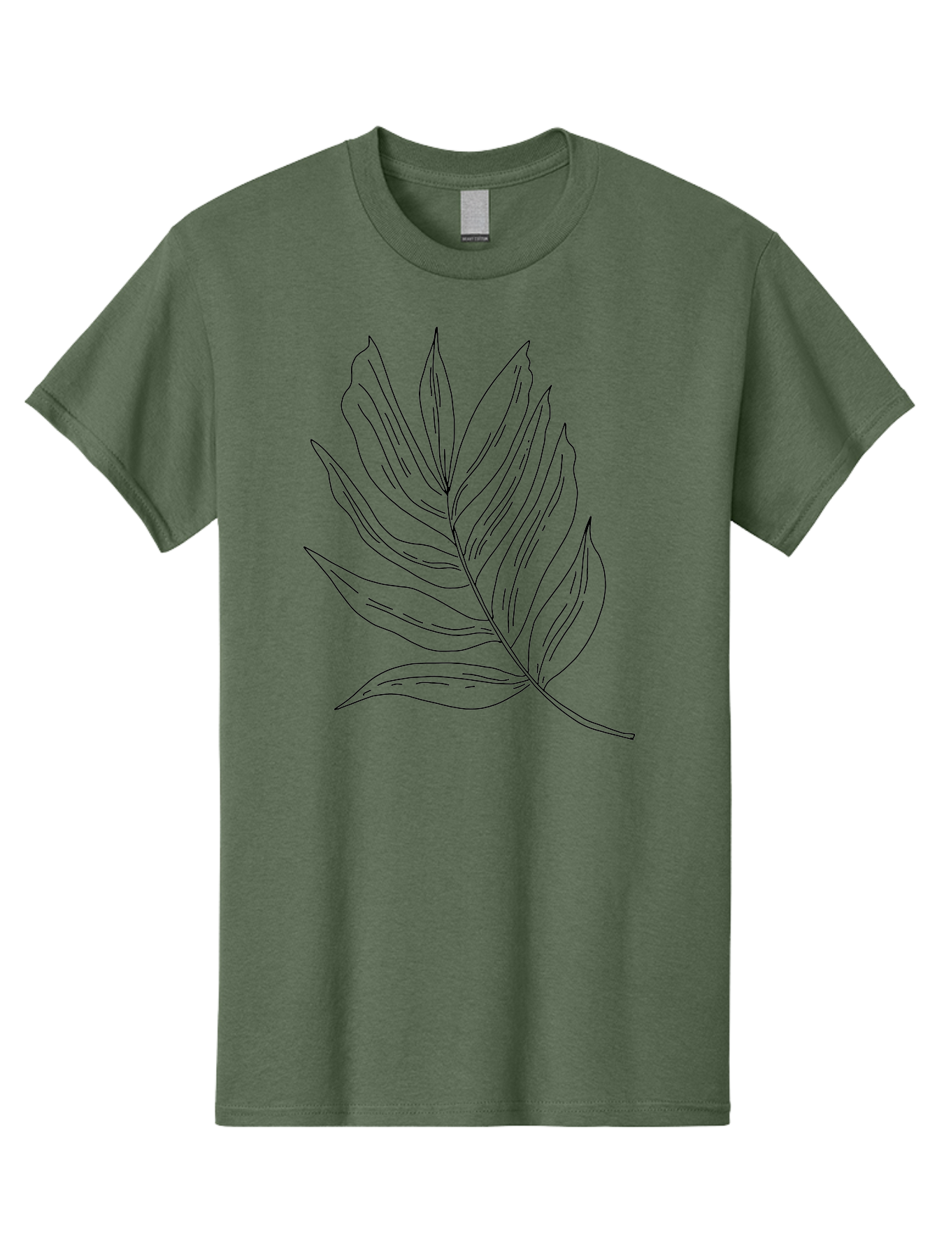 Leaf-Illustration Men'S Graphic Tee, 100% Cotton, Comfortable Casual Summer Wear, Machine Washable, Simple Leaf Illustration, Black Outline, Minimalist Design, Botanical Art, Hand-Drawn Leaf, Natural Elements, Foliage Graphic, -  Aaa446