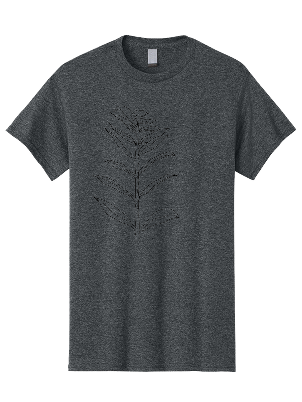 Leaf Men'S Graphic Tee, 100% Cotton, Comfortable Casual Summer Wear, Machine Washable, Hand-Drawn Leaf, Simple Illustration, Black Outline, Leafy Branch, Minimalist Design, Botanical Art -  Aaa449