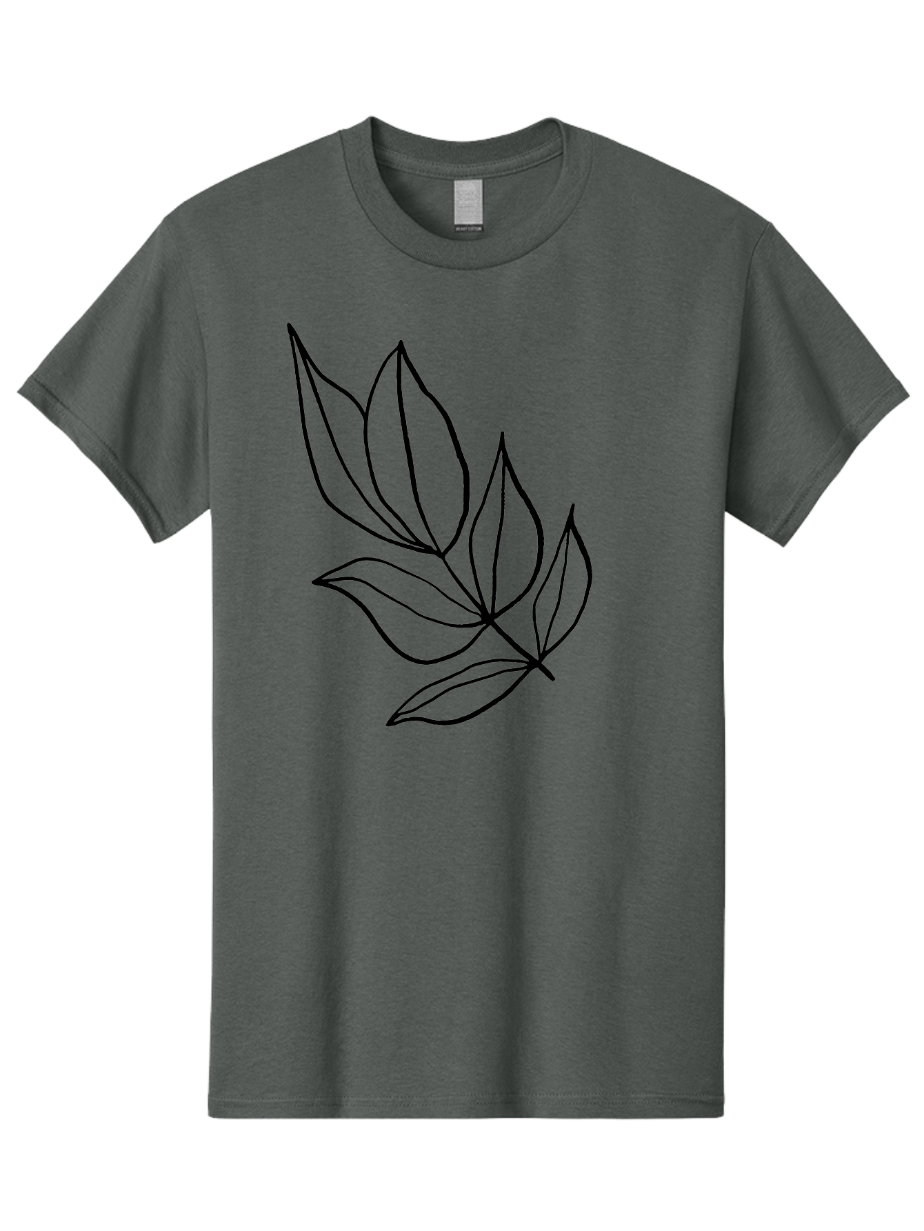 Leaves-1 Men'S Graphic Tee, 100% Cotton, Comfortable Casual Summer Wear, Machine Washable, Simple Line Art, Minimalist Design, Botanical Illustration, Leafy Greens, Nature-Inspired Graphics, Elegant Simplicity, Vector Art, Black Lines -  Aaa450