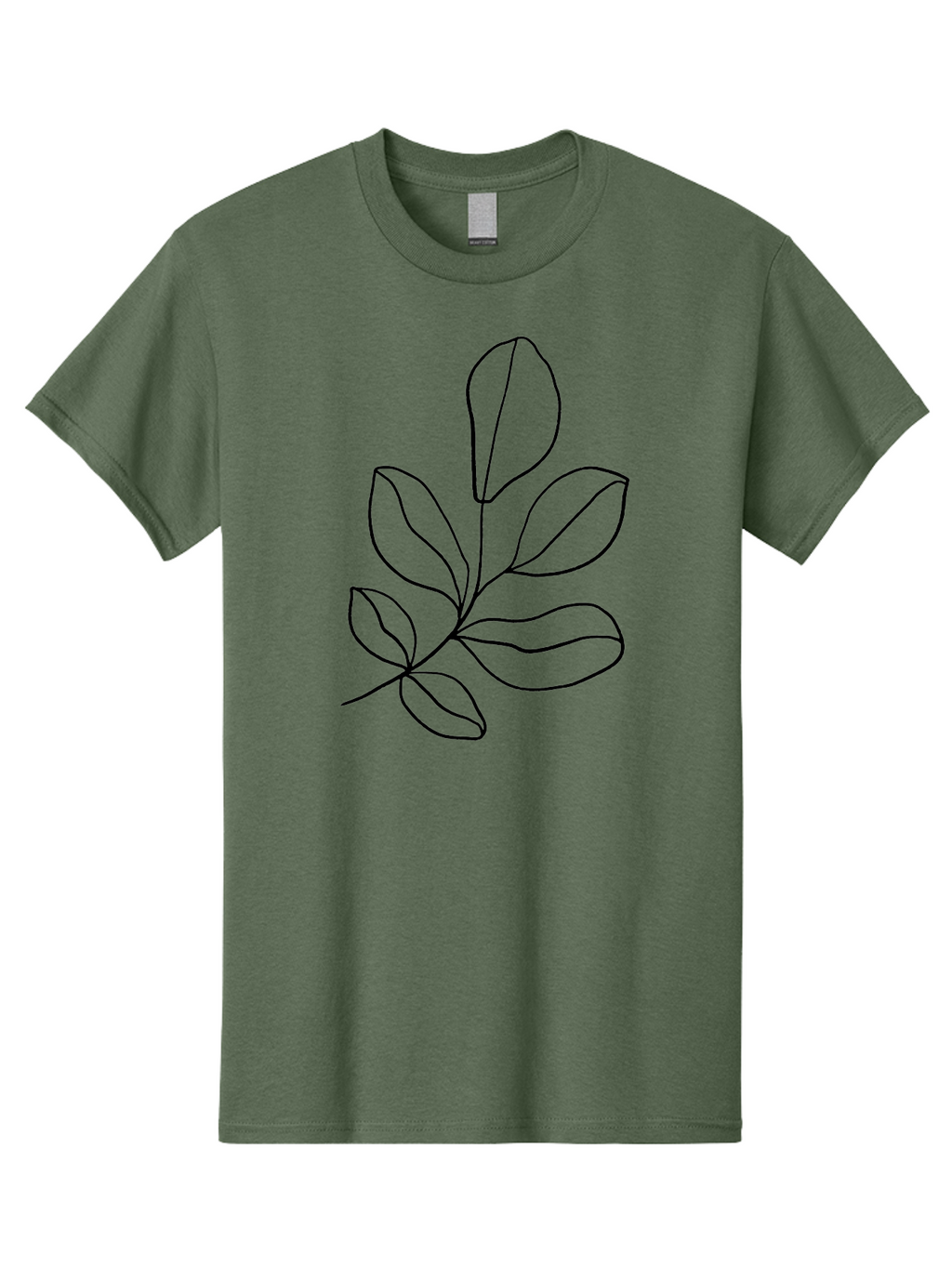 Leaves-2 Men'S Graphic Tee, 100% Cotton, Comfortable Casual Summer Wear, Machine Washable, Minimalist Leaf Design, Simple Line Art, Botanical Illustration, Leaf Pattern, Nature-Inspired Graphics, Organic Shapes, Black Outline -  Aaa451