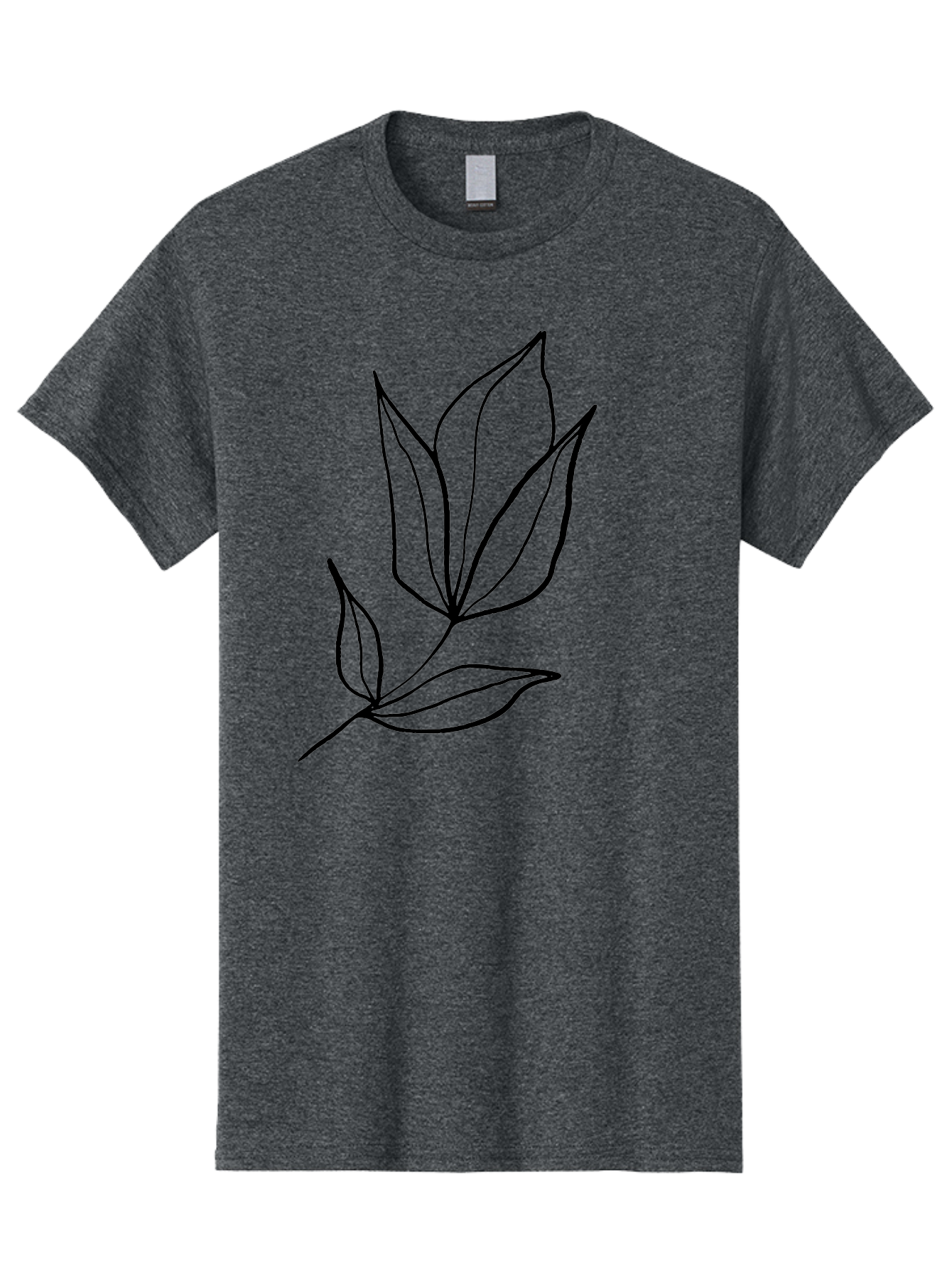 Leaves-3 Men'S Graphic Tee, 100% Cotton, Comfortable Casual Summer Wear, Machine Washable, Simple Leaf Illustration, Minimalist Design, Black Outline, Botanical Art, Leaf Pattern, Nature-Inspired Graphics, Simple Shapes -  Aaa452
