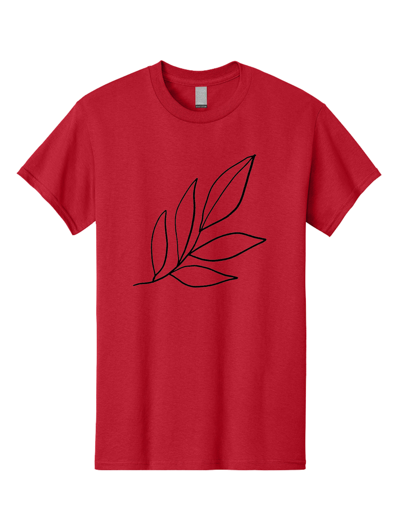 Leaves-5 Men'S Graphic Tee, 100% Cotton, Comfortable Casual Summer Wear, Machine Washable, Hand Drawn Leaves, Simple Line Art, Minimalist Design, Botanical Elements, Leaf Illustration, Black Outline -  Aaa454