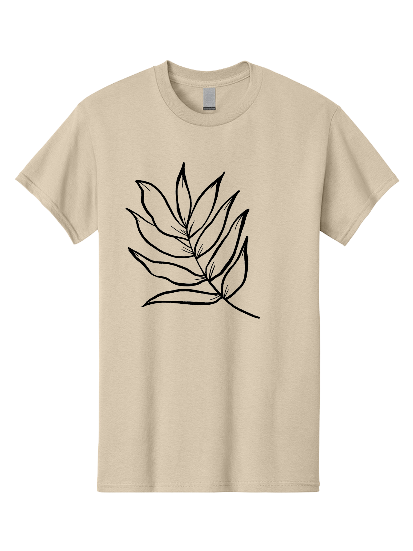 Leaves-7 Men'S Graphic Tee, 100% Cotton, Comfortable Casual Summer Wear, Machine Washable, Hand-Drawn Leaf, Simple Line Art, Minimalist Design, Black Silhouette, Natural Elements, Leaf Illustration, Botanical Art -  Aaa456
