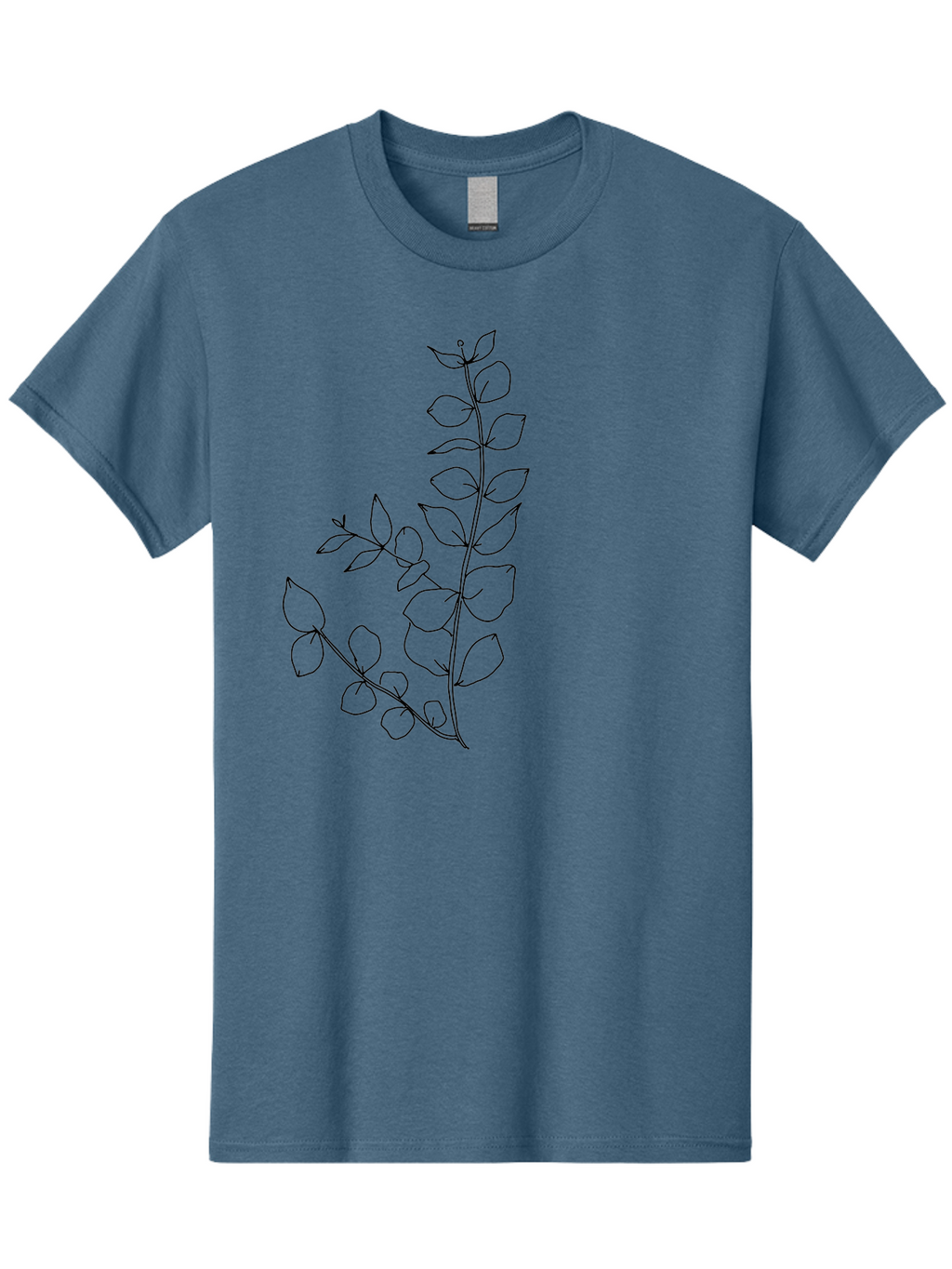 Leaves Men'S Graphic Tee, 100% Cotton, Comfortable Casual Summer Wear, Machine Washable, Hand-Drawn Illustration, Leafy Stem, Simple Line Art, Minimalist Design, Botanical Elements, Delicate Pattern, Natural Motifs -  Aaa458