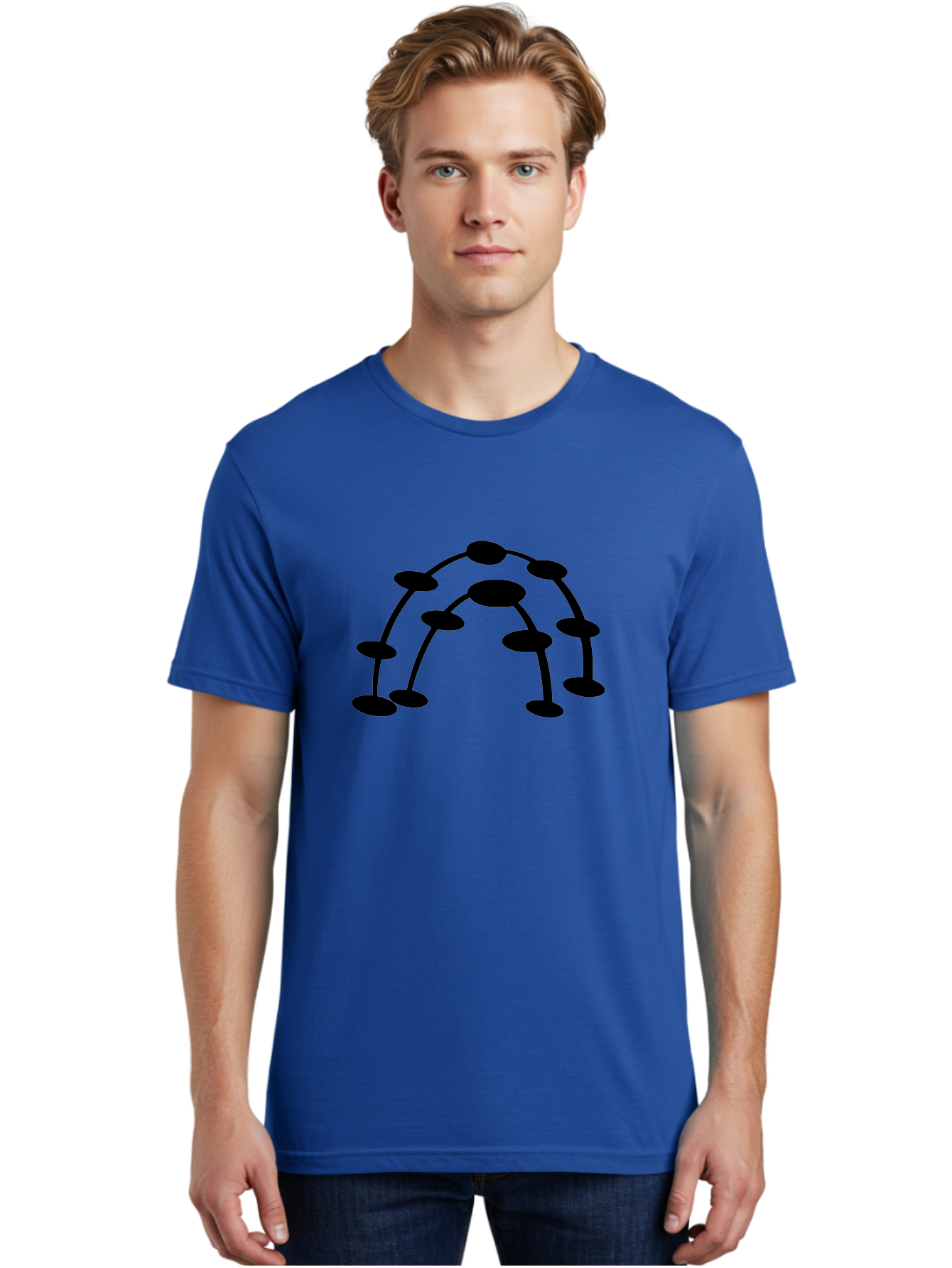 Molecule-Structure Men'S Graphic Tee, 100% Cotton, Comfortable Casual Summer Wear, Machine Washable, Network Diagram, Interconnected Nodes, Abstract Design, Futuristic Illustration, Digital Connectivity, Complex Network, Node Connections, -  Aaa465