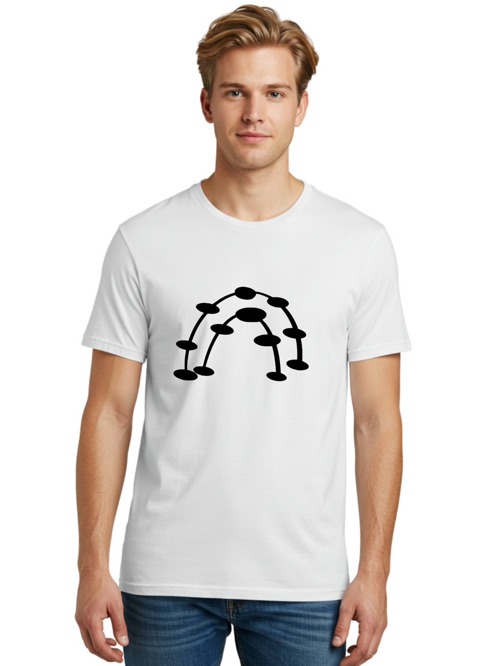 Molecule-Structure Men'S Graphic Tee, 100% Cotton, Comfortable Casual Summer Wear, Machine Washable, Network Diagram, Interconnected Nodes, Abstract Design, Futuristic Illustration, Digital Connectivity, Complex Network, Node Connections, -  Aaa465