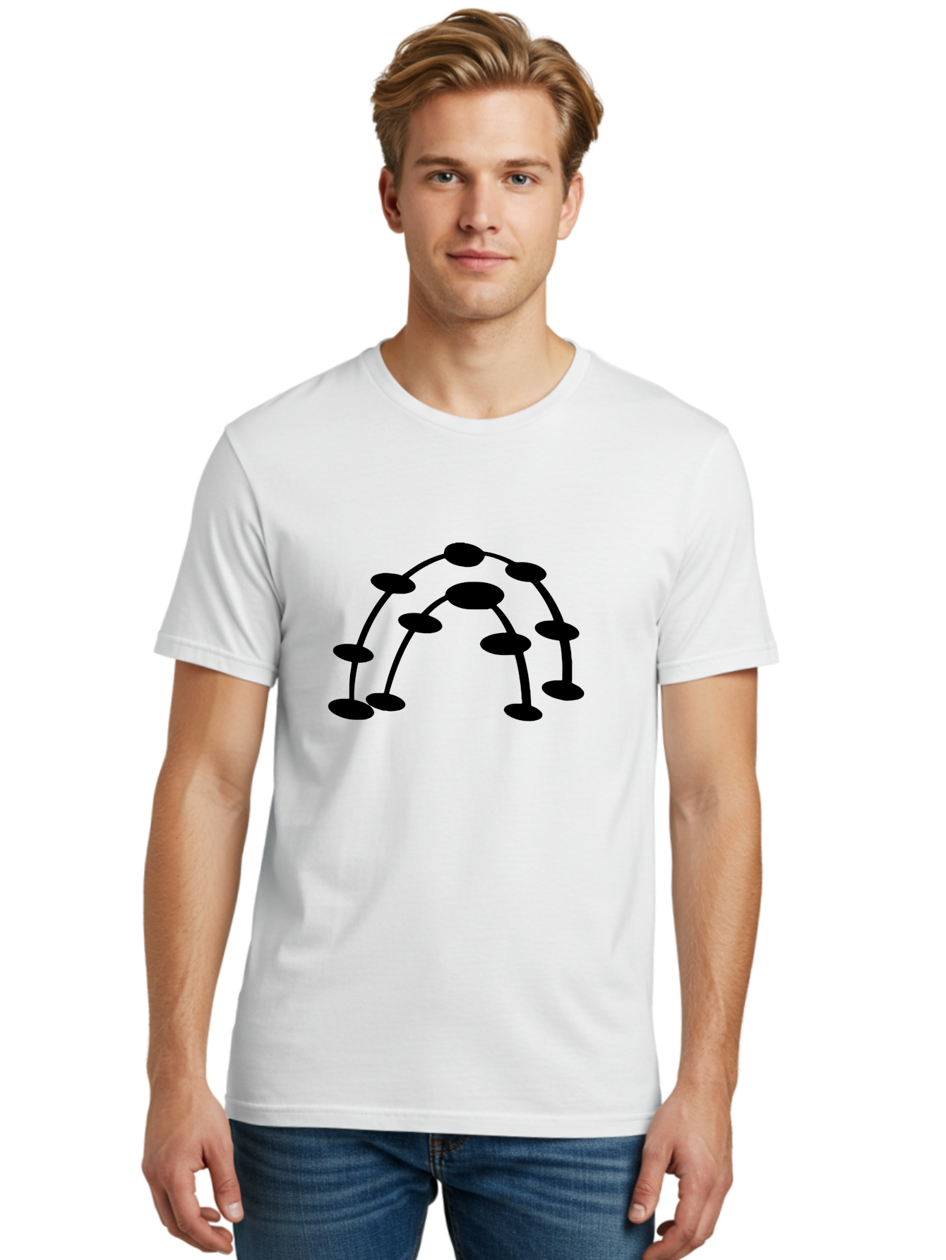 Molecule-Structure Men'S Graphic Tee, 100% Cotton, Comfortable Casual Summer Wear, Machine Washable, Network Diagram, Interconnected Nodes, Abstract Design, Futuristic Illustration, Digital Connectivity, Complex Network, Node Connections, -  Aaa465