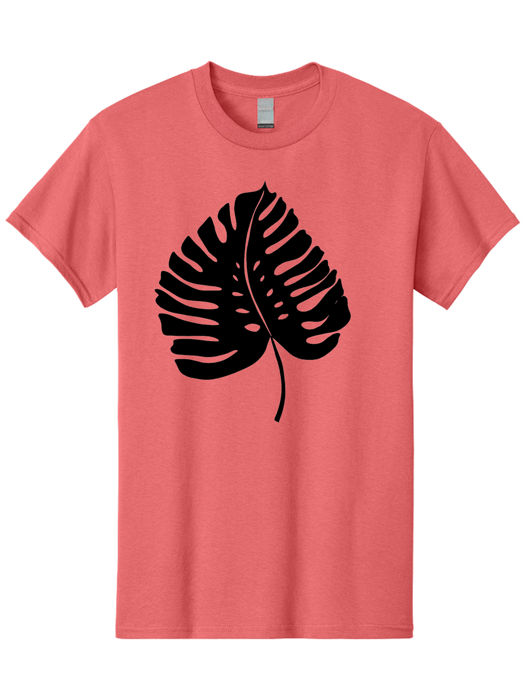 Monstera-Leaf-2 Men'S Graphic Tee, 100% Cotton, Comfortable Casual Summer Wear, Machine Washable, Tropical Leaf, Monstera Deliciosa, Exotic Foliage, Black Silhouette, Minimalist Design, Nature-Inspired Art, Botanical Illustration, -  Aaa467