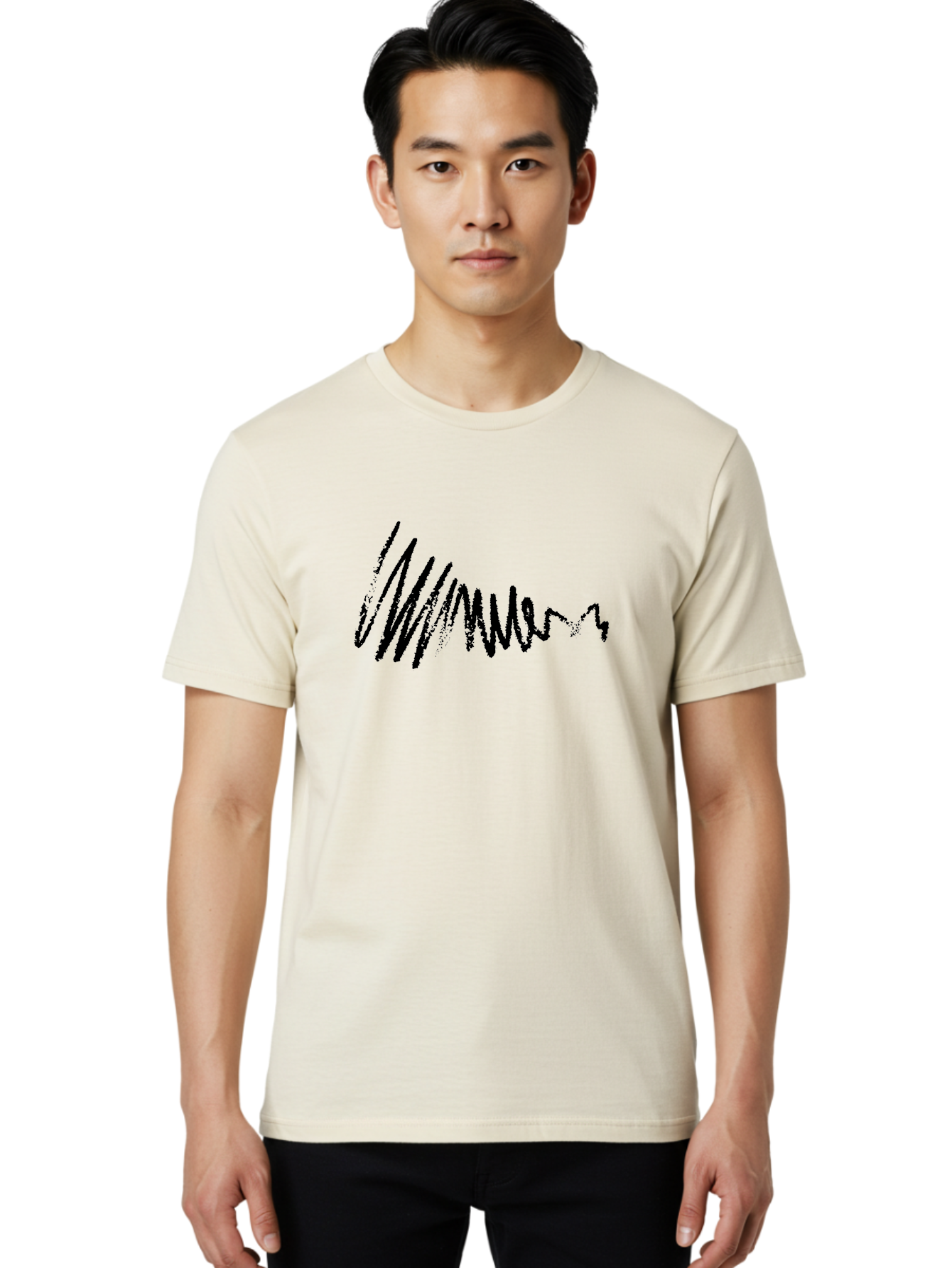 Mummer Men'S Graphic Tee, 100% Cotton, Comfortable Casual Summer Wear, Machine Washable, Black Scribble, Handwriting, Cursive Text, Abstract Design, Creative Typography, Mummer Word, Dynamic Lines, Artistic Expression -  Aaa470