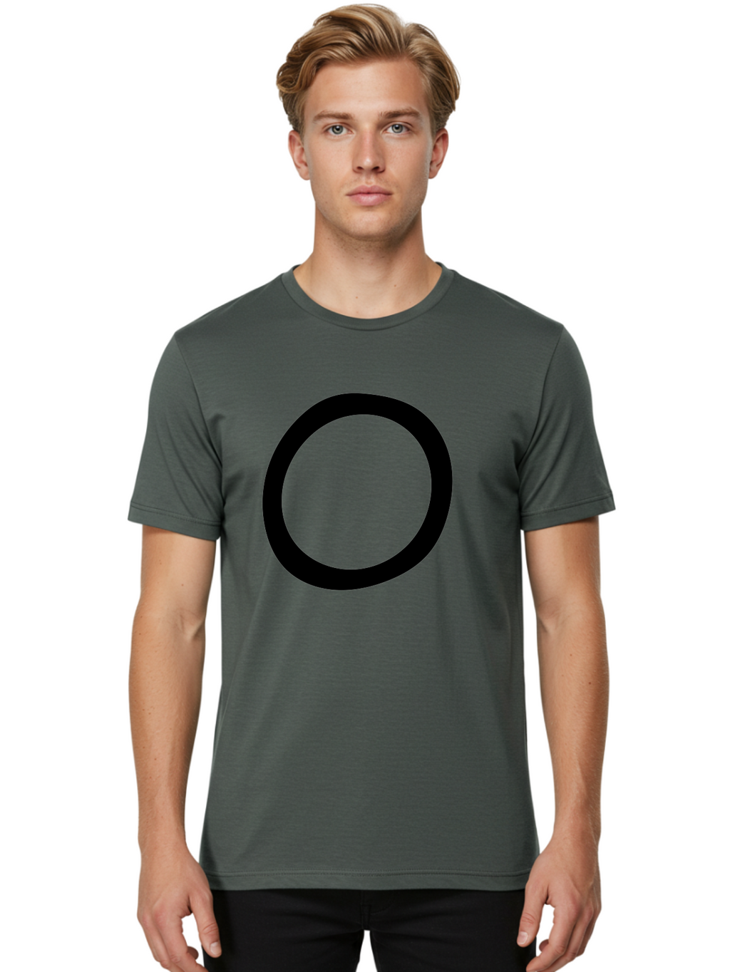 O Men'S Graphic Tee, 100% Cotton, Comfortable Casual Summer Wear, Machine Washable, Black Circle, Simple Shape, Minimalist Design, Bold Graphics, Modern Art, Abstract Symbol, Geometric Figure -  Aaa472