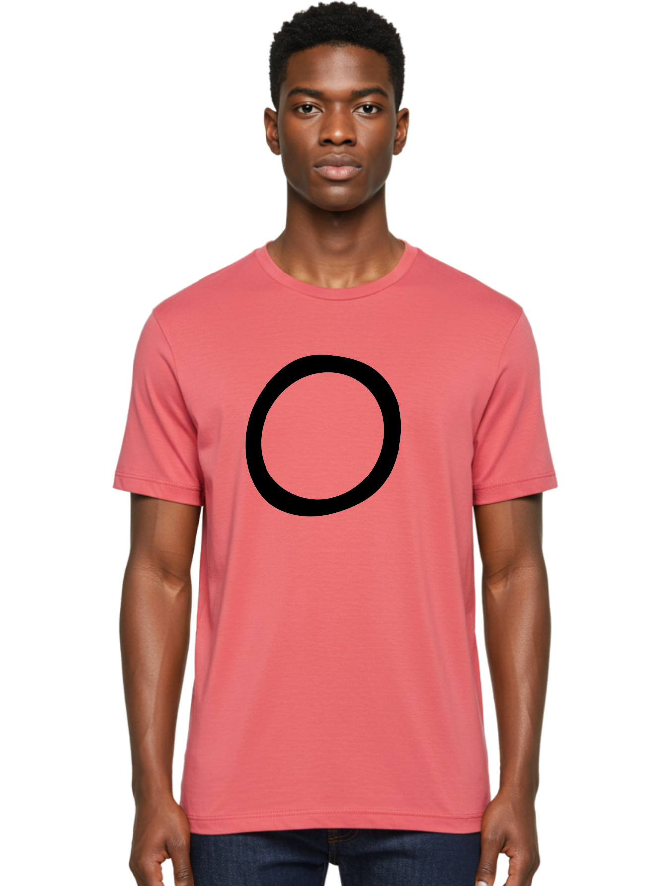 O Men'S Graphic Tee, 100% Cotton, Comfortable Casual Summer Wear, Machine Washable, Black Circle, Simple Shape, Minimalist Design, Bold Graphics, Modern Art, Abstract Symbol, Geometric Figure -  Aaa472