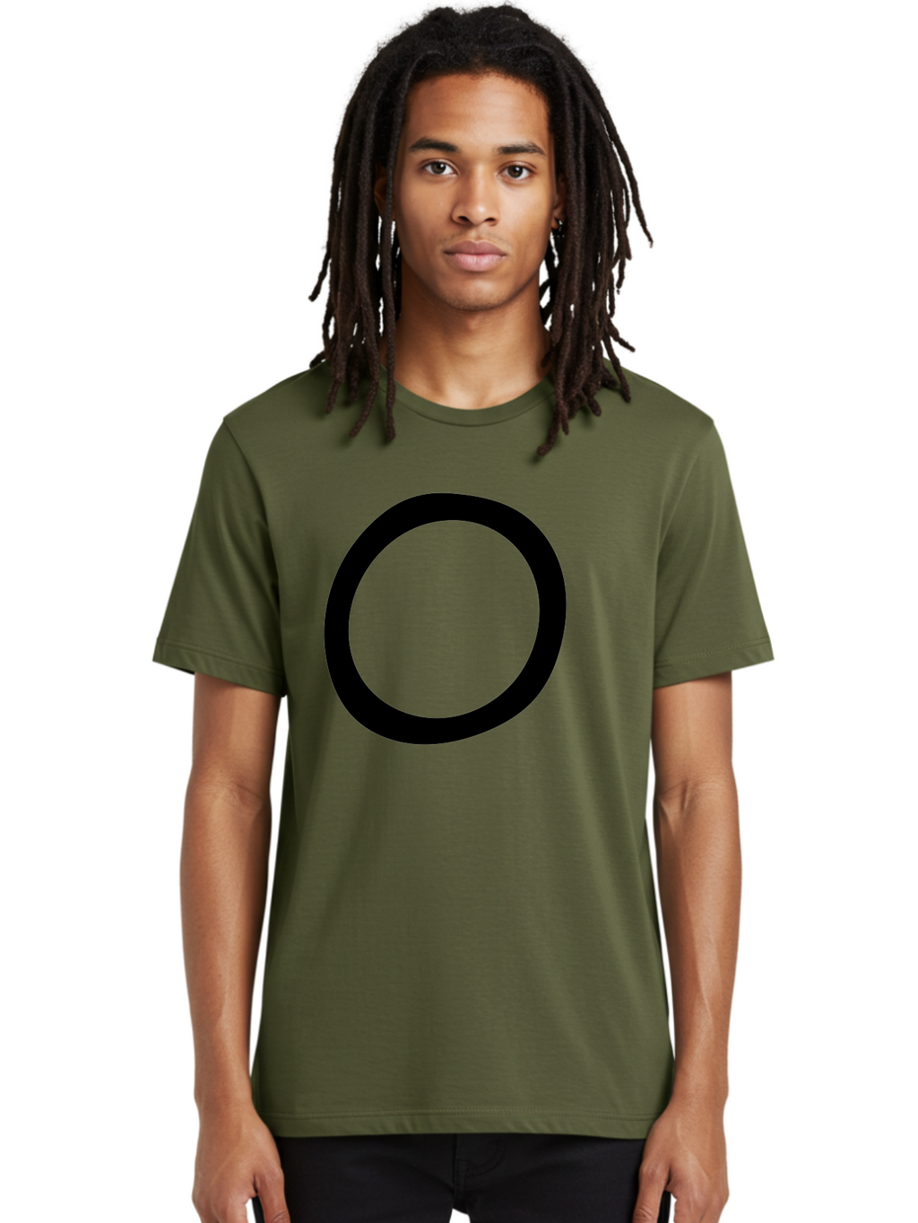 O Men'S Graphic Tee, 100% Cotton, Comfortable Casual Summer Wear, Machine Washable, Black Circle, Simple Shape, Minimalist Design, Bold Graphics, Modern Art, Abstract Symbol, Geometric Figure -  Aaa472