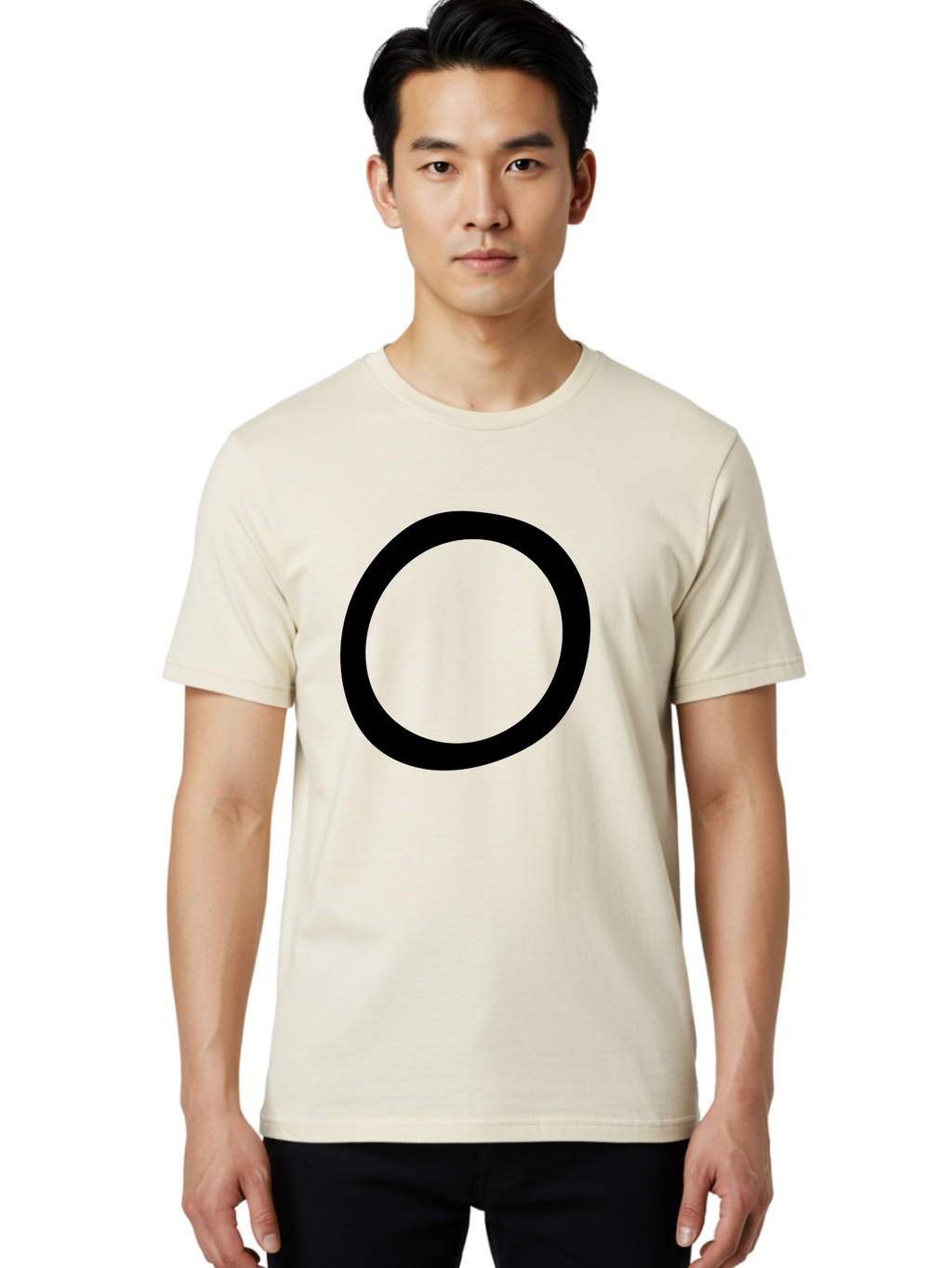 O Men'S Graphic Tee, 100% Cotton, Comfortable Casual Summer Wear, Machine Washable, Black Circle, Simple Shape, Minimalist Design, Bold Graphics, Modern Art, Abstract Symbol, Geometric Figure -  Aaa472