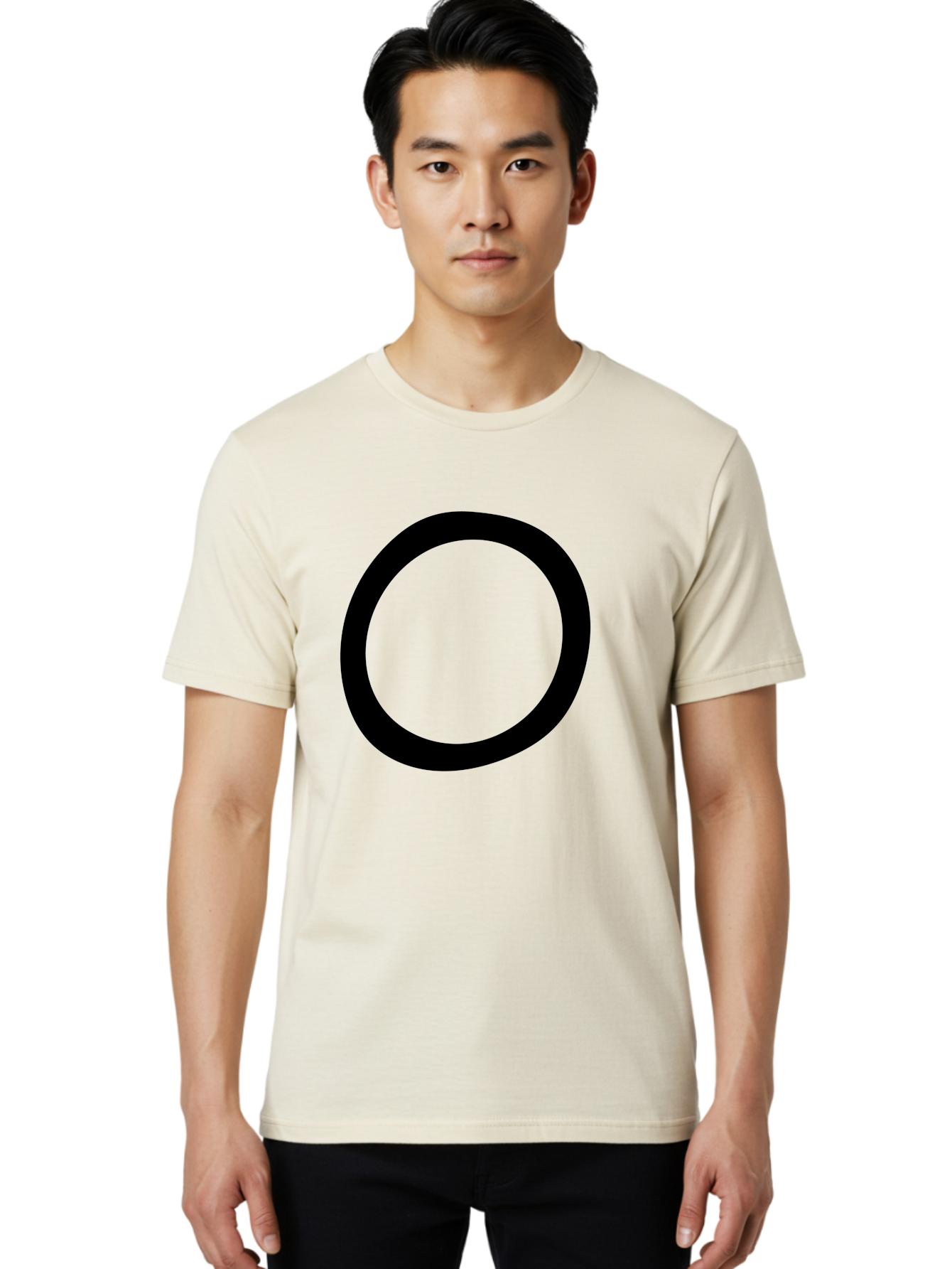 O Men'S Graphic Tee, 100% Cotton, Comfortable Casual Summer Wear, Machine Washable, Black Circle, Simple Shape, Minimalist Design, Bold Graphics, Modern Art, Abstract Symbol, Geometric Figure -  Aaa472