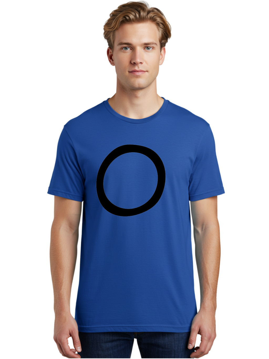 O Men'S Graphic Tee, 100% Cotton, Comfortable Casual Summer Wear, Machine Washable, Black Circle, Simple Shape, Minimalist Design, Bold Graphics, Modern Art, Abstract Symbol, Geometric Figure -  Aaa472