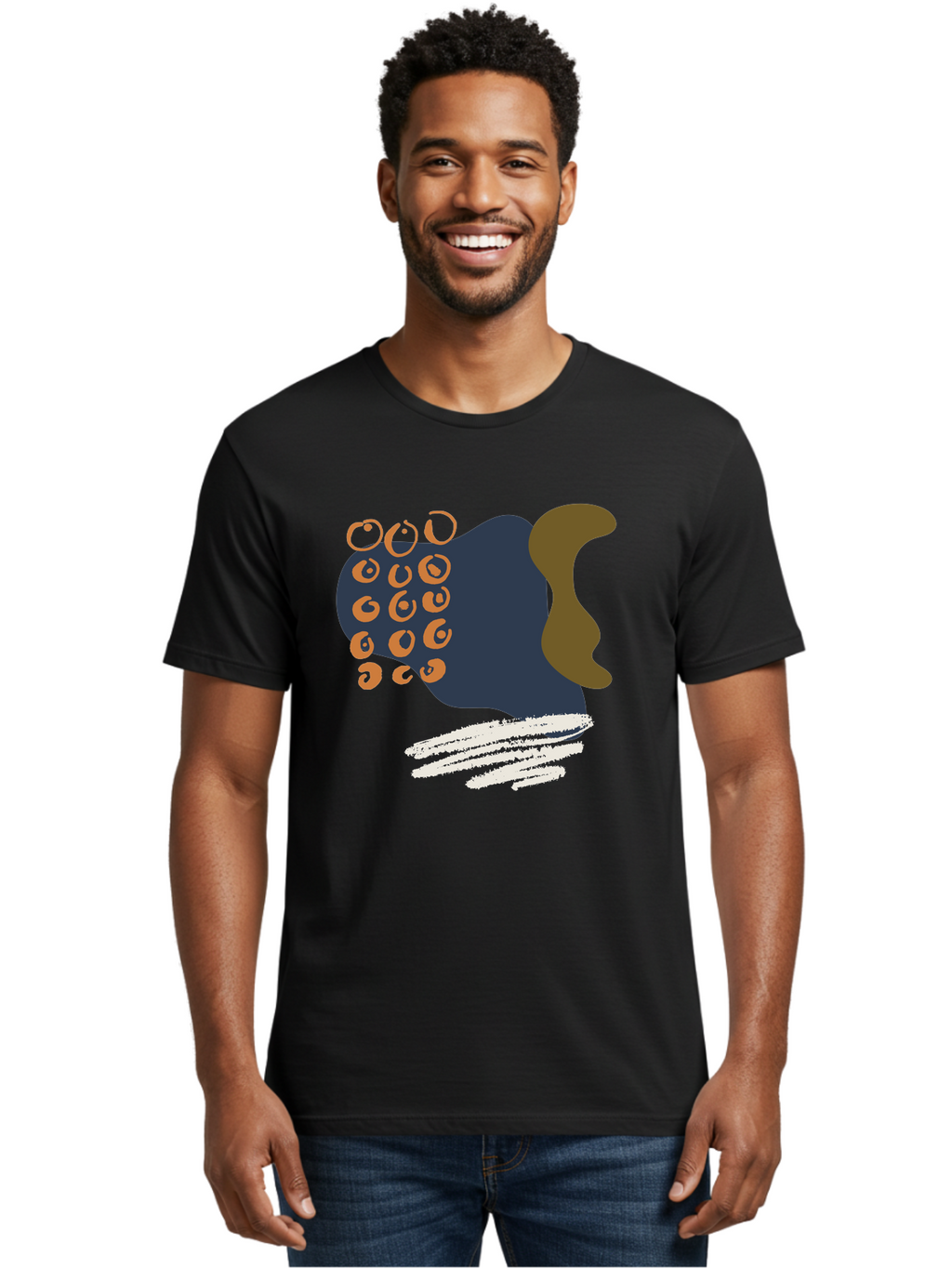 Octopus Men'S Graphic Tee, 100% Cotton, Comfortable Casual Summer Wear, Machine Washable, Octopus, Underwater Creature, Sea Animal, Abstract Art, Digital Illustration, Navy Blue, Orange, Brown And White Colors, Tentacles, Suckers, -  Aaa473