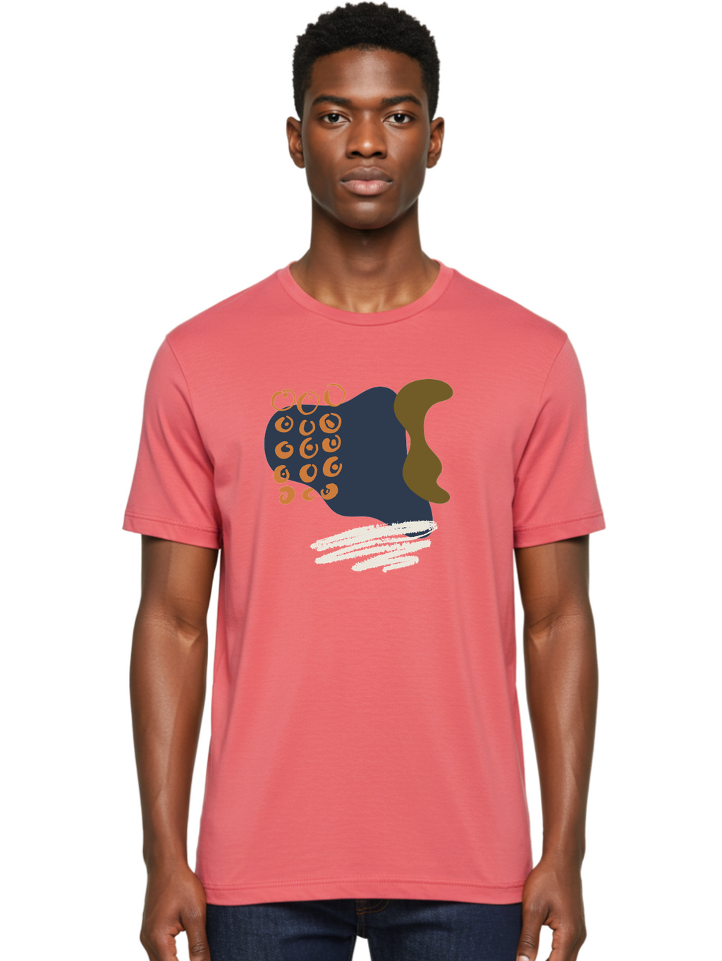 Octopus Men'S Graphic Tee, 100% Cotton, Comfortable Casual Summer Wear, Machine Washable, Octopus, Underwater Creature, Sea Animal, Abstract Art, Digital Illustration, Navy Blue, Orange, Brown And White Colors, Tentacles, Suckers, -  Aaa473