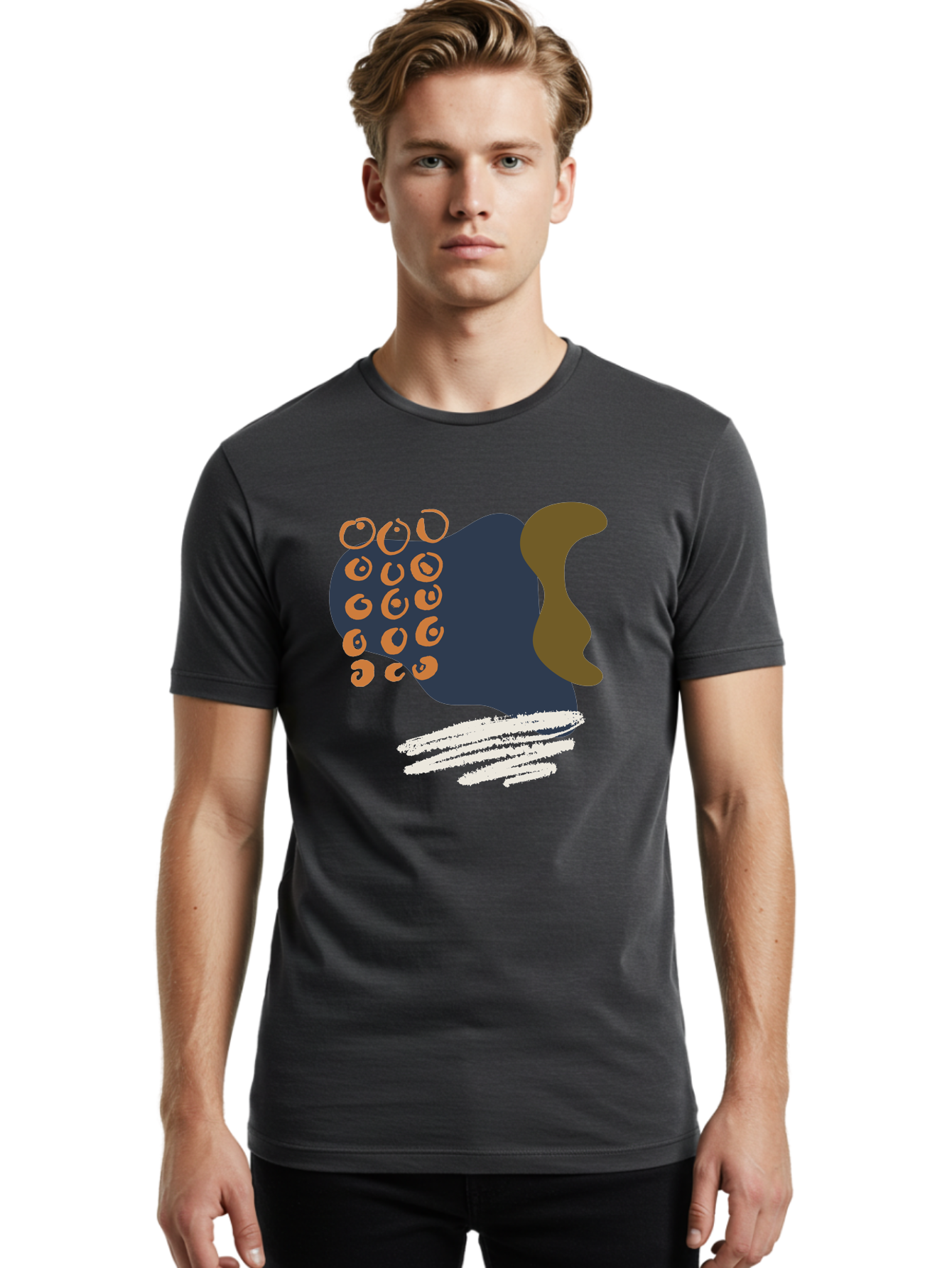 Octopus Men'S Graphic Tee, 100% Cotton, Comfortable Casual Summer Wear, Machine Washable, Octopus, Underwater Creature, Sea Animal, Abstract Art, Digital Illustration, Navy Blue, Orange, Brown And White Colors, Tentacles, Suckers, -  Aaa473