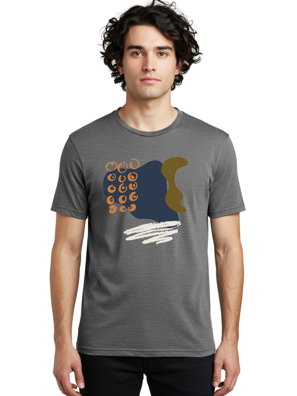 Octopus Men'S Graphic Tee, 100% Cotton, Comfortable Casual Summer Wear, Machine Washable, Octopus, Underwater Creature, Sea Animal, Abstract Art, Digital Illustration, Navy Blue, Orange, Brown And White Colors, Tentacles, Suckers, -  Aaa473