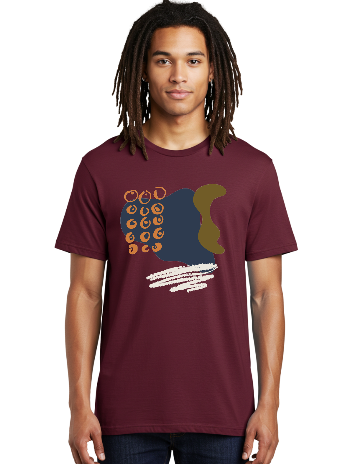 Octopus Men'S Graphic Tee, 100% Cotton, Comfortable Casual Summer Wear, Machine Washable, Octopus, Underwater Creature, Sea Animal, Abstract Art, Digital Illustration, Navy Blue, Orange, Brown And White Colors, Tentacles, Suckers, -  Aaa473