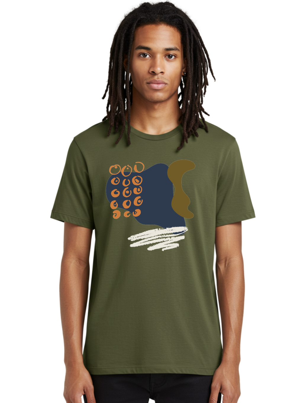 Octopus Men'S Graphic Tee, 100% Cotton, Comfortable Casual Summer Wear, Machine Washable, Octopus, Underwater Creature, Sea Animal, Abstract Art, Digital Illustration, Navy Blue, Orange, Brown And White Colors, Tentacles, Suckers, -  Aaa473