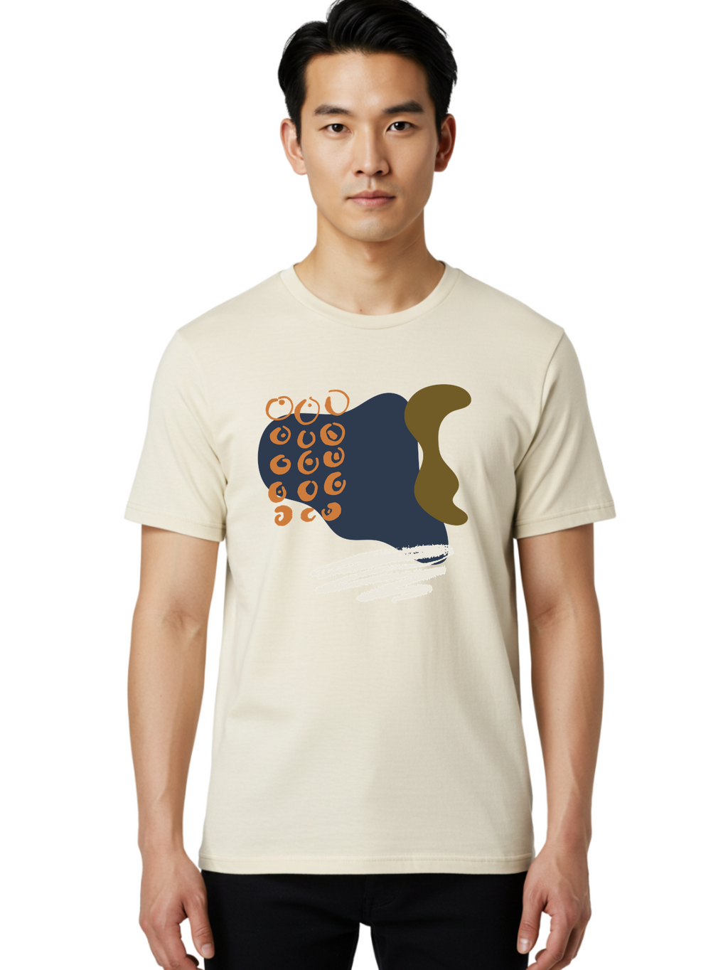 Octopus Men'S Graphic Tee, 100% Cotton, Comfortable Casual Summer Wear, Machine Washable, Octopus, Underwater Creature, Sea Animal, Abstract Art, Digital Illustration, Navy Blue, Orange, Brown And White Colors, Tentacles, Suckers, -  Aaa473