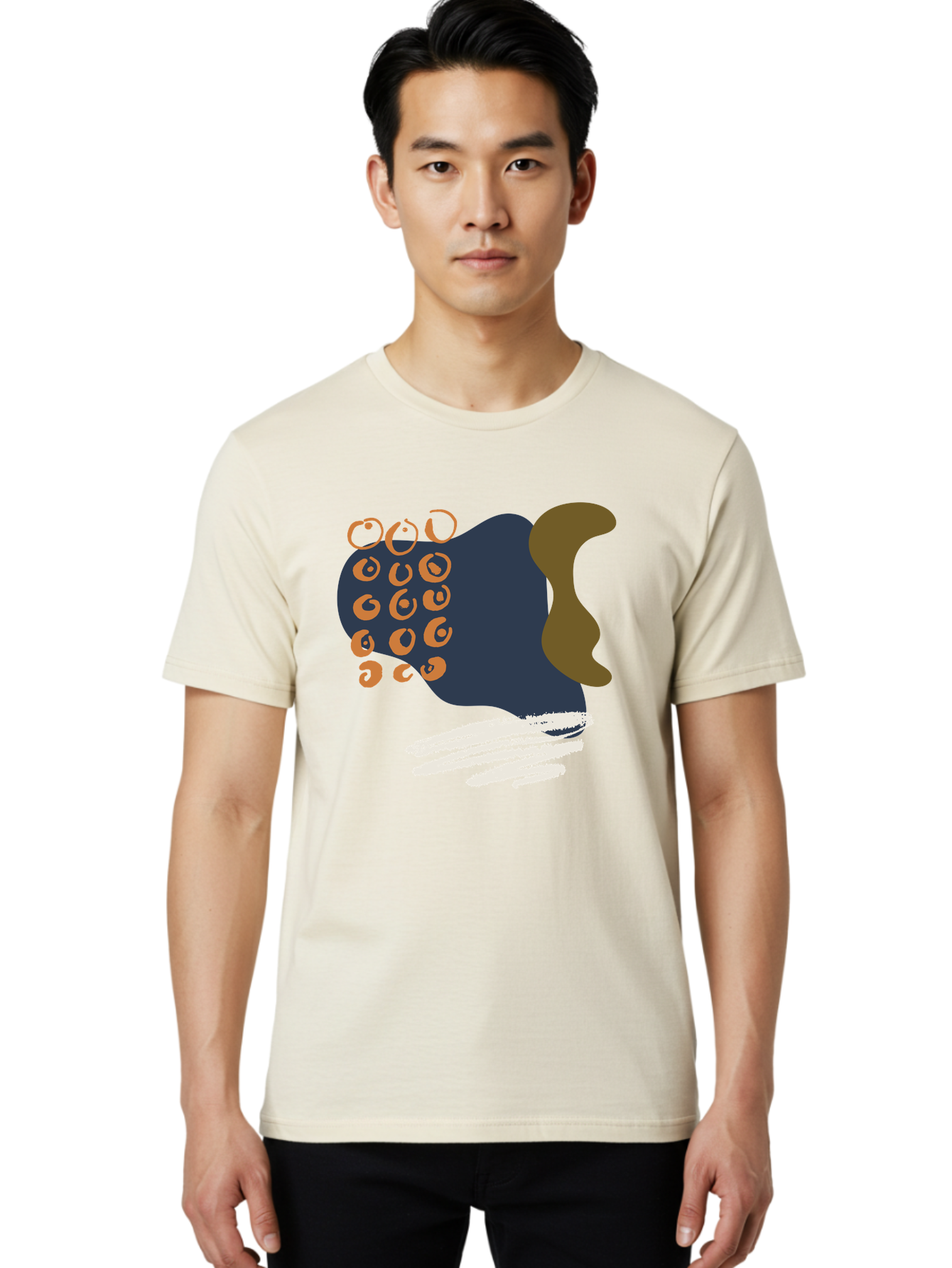 Octopus Men'S Graphic Tee, 100% Cotton, Comfortable Casual Summer Wear, Machine Washable, Octopus, Underwater Creature, Sea Animal, Abstract Art, Digital Illustration, Navy Blue, Orange, Brown And White Colors, Tentacles, Suckers, -  Aaa473