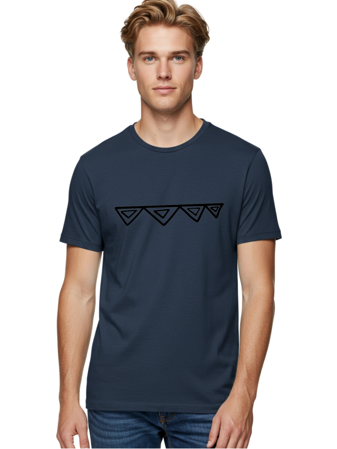Party-Bunting Men'S Graphic Tee, 100% Cotton, Comfortable Casual Summer Wear, Machine Washable, Party Decorations, Festive Bunting, Celebration Decor, Geometric Shapes, Triangular Flags, Simple Design, Hand-Drawn, Minimalist Style -  Aaa475